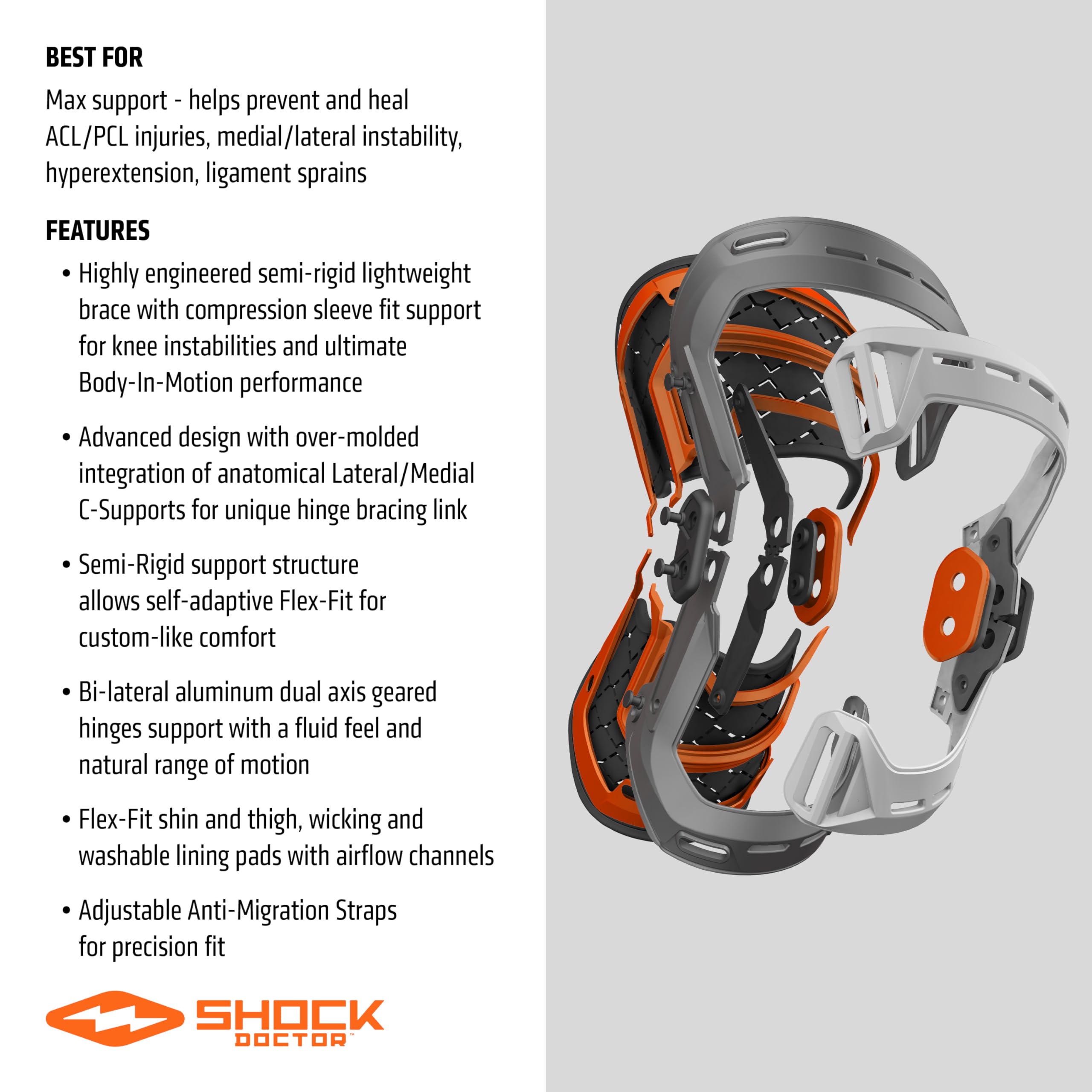 Amazon.co.jp: Shock Doctor バイオニック膝ブレース 圧縮