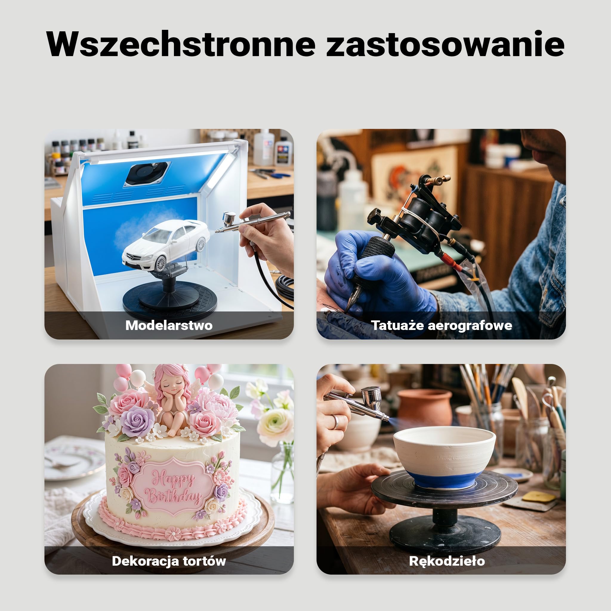 Wiltec Jednocylindrowa sprężarka tłokowa do aerografu AF189 ze zbiornikiem powietrza, ciśnienie maks. 6 bar, reduktor ciśnienia, separator wody, manometr