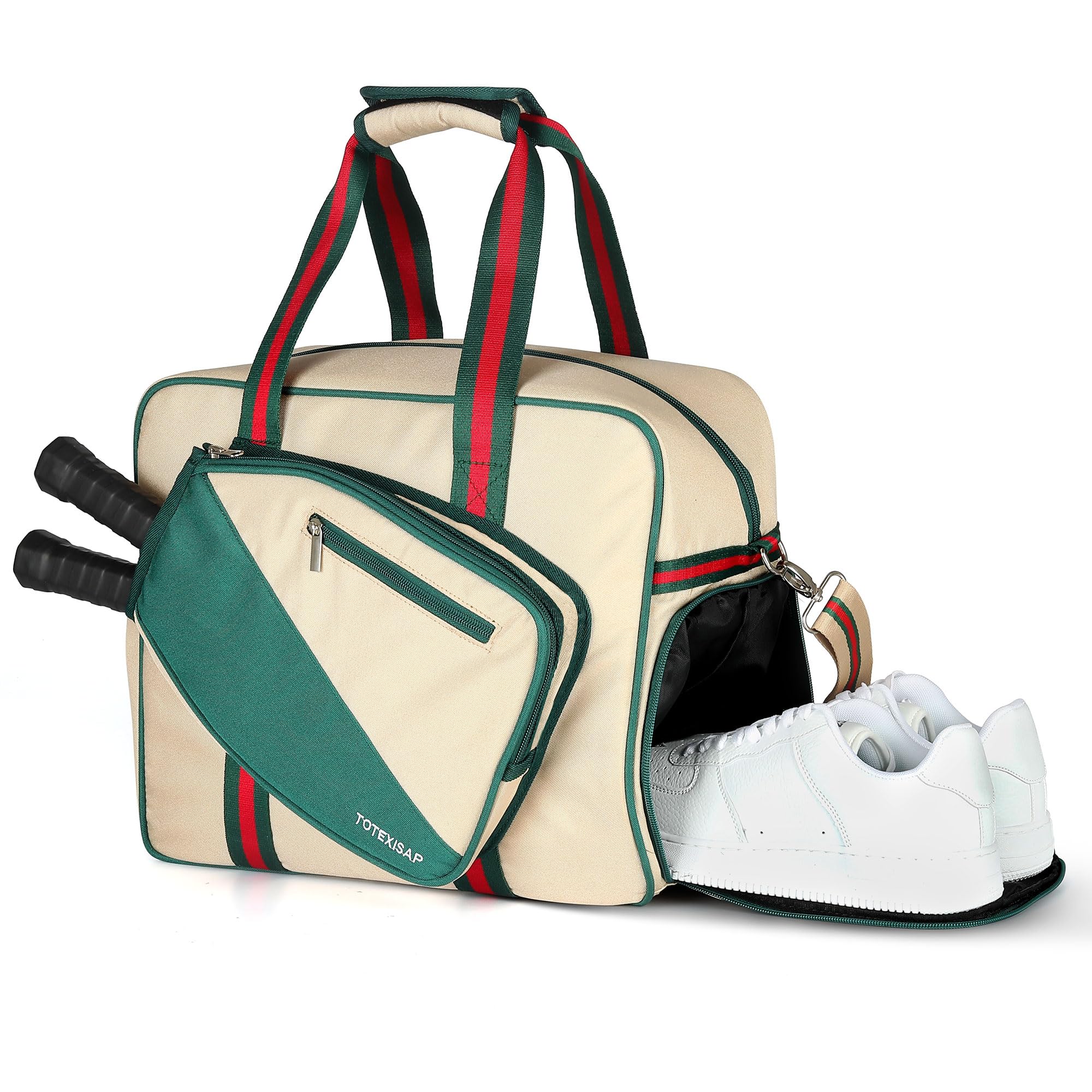 Pickleball Bags for Women, Pickleball Bag Tote with Front Pocket Fits 2 Paddles, Cute Pickleball Paddle Bag with Fence Hook & Shoulder Strap, Pickleball Gifts Accessories for Women Ladies