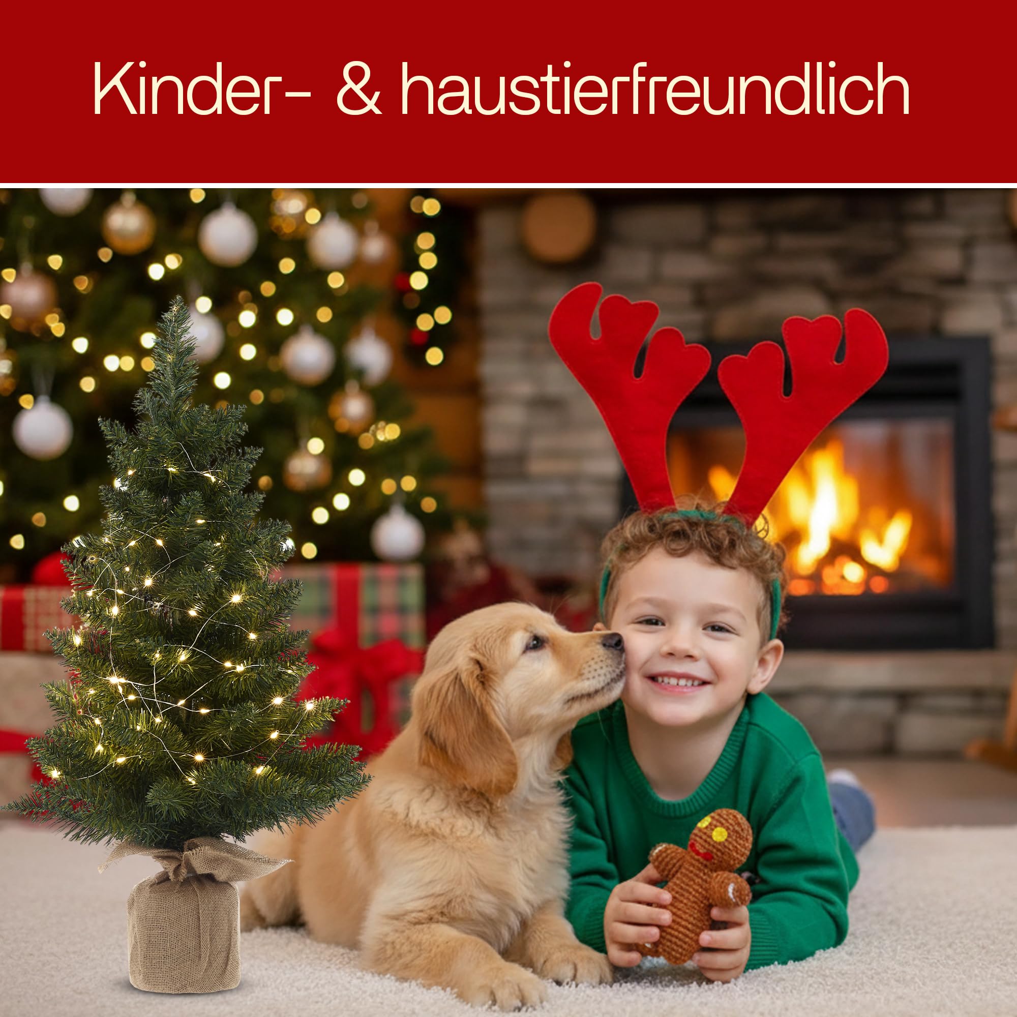 Meisterhome® 3-teiliges Set Künstlicher Weihnachtsbäume mit LED-Lichtern – Realistische Tannennadeln & Jutefuß – Höhen 75/90 / 120 cm – Langlebige & stilvolle Weihnachtsdeko