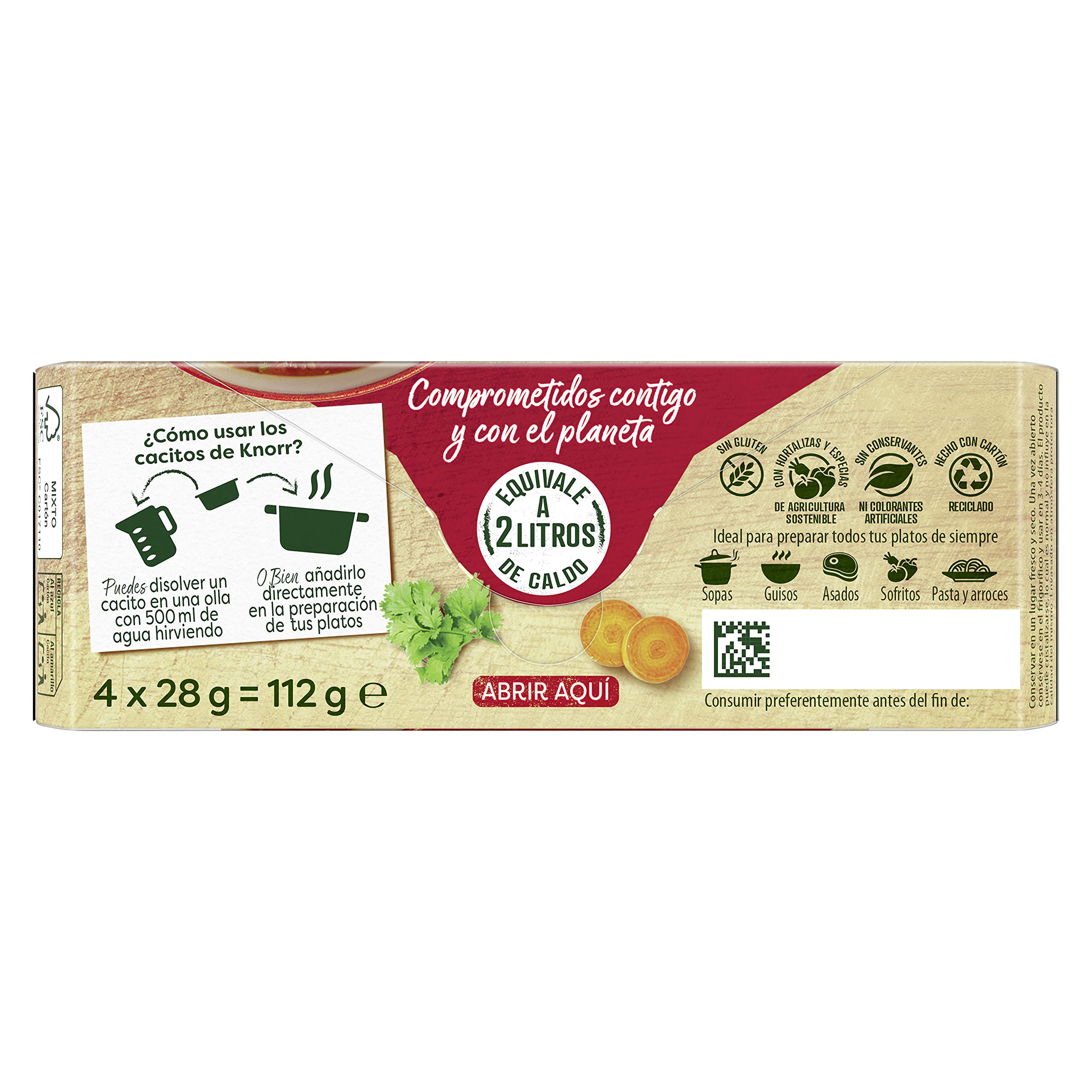 Knorr - Cacitos de caldo carne, 112 g, pack de 8