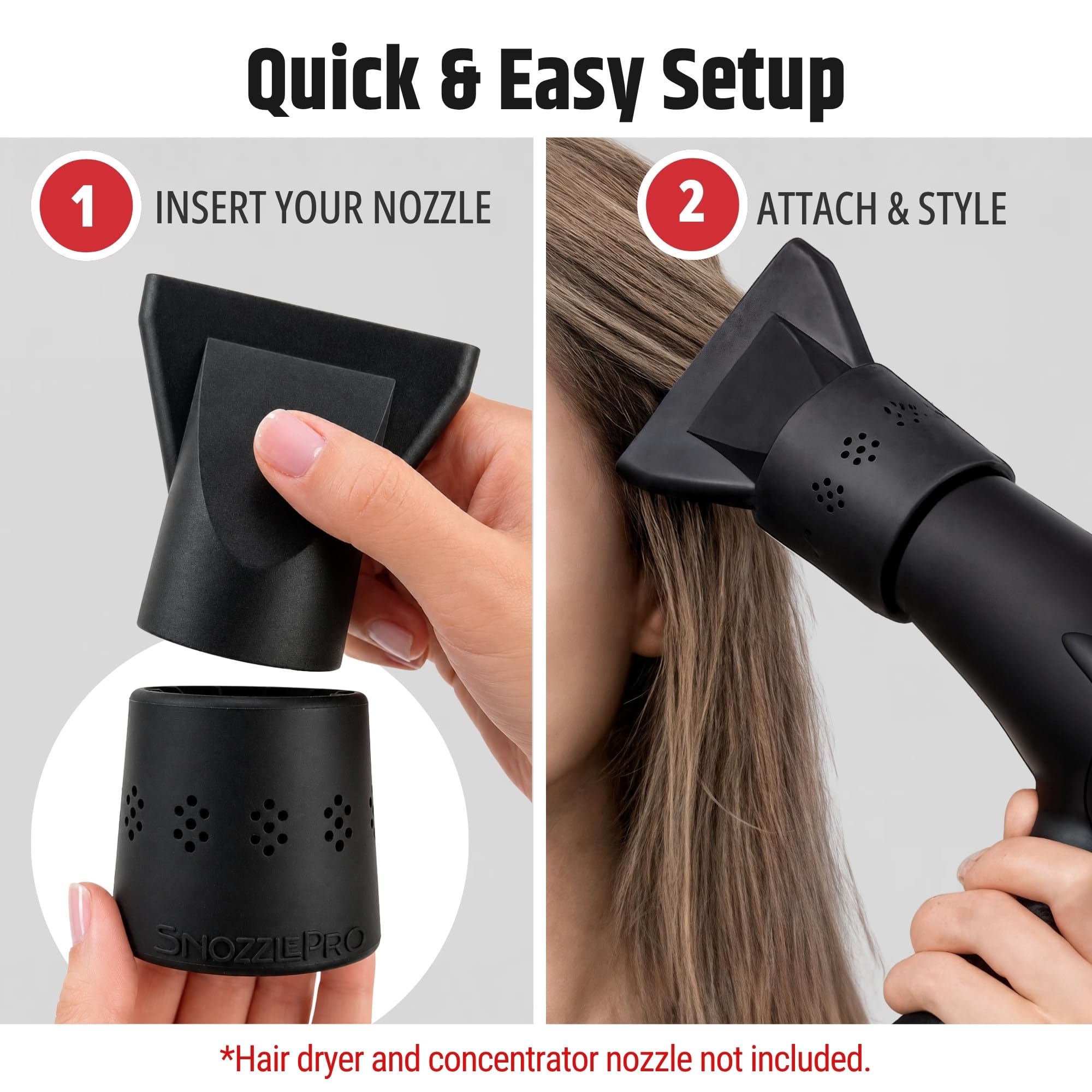 SnozzlePro Universal Hair Dryer Attachment Adapter for Concentrator Nozzles - Patented No-Slip Design - Fits Most Standard Blow Dryers 1.5- 2.25 product thumbnail 6