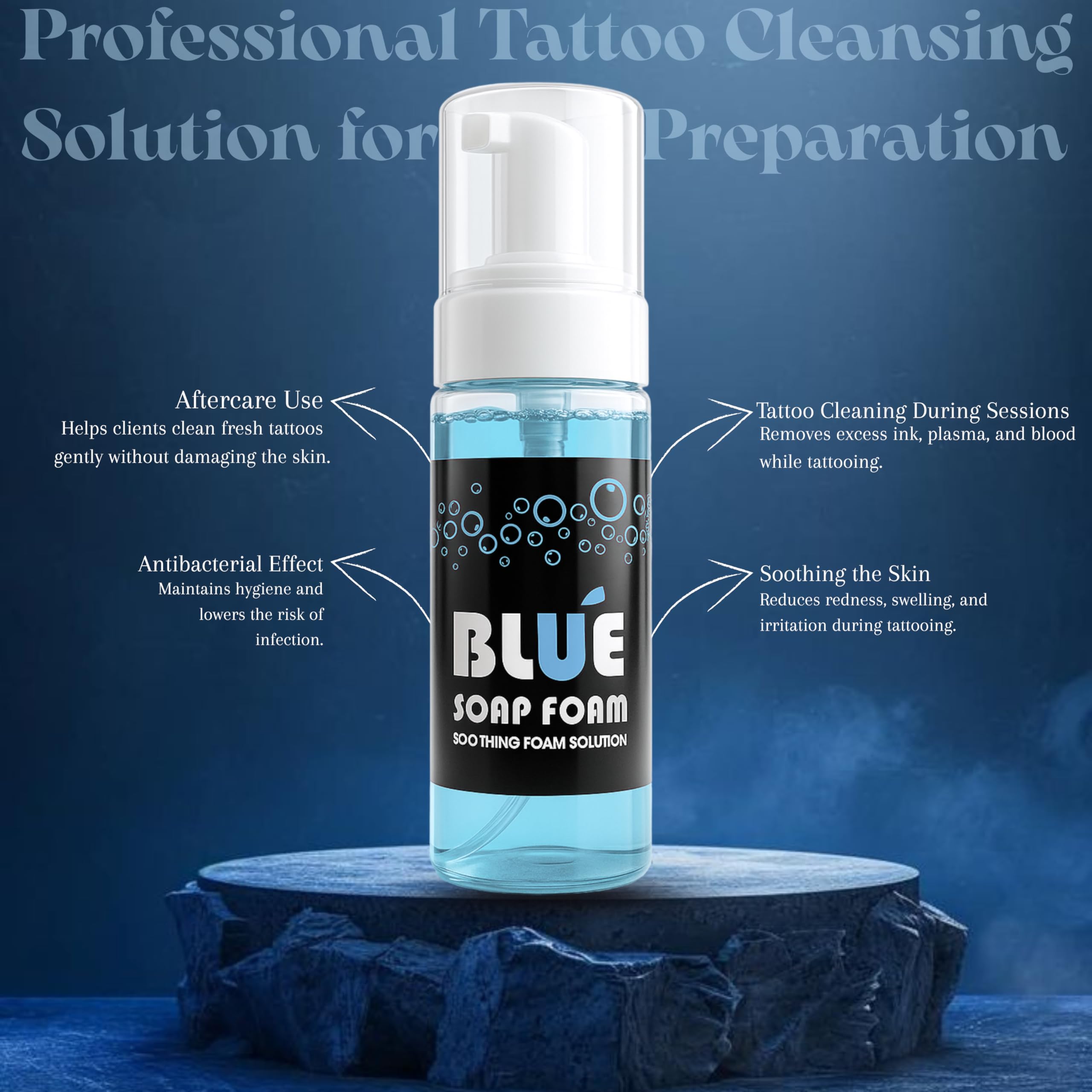 150ml Tattoo Blue Soap Foam | Shield Plus Cleaning & Soothing Solution | Professional Ink Removal, Piercing & Tattoo Aftercare 2