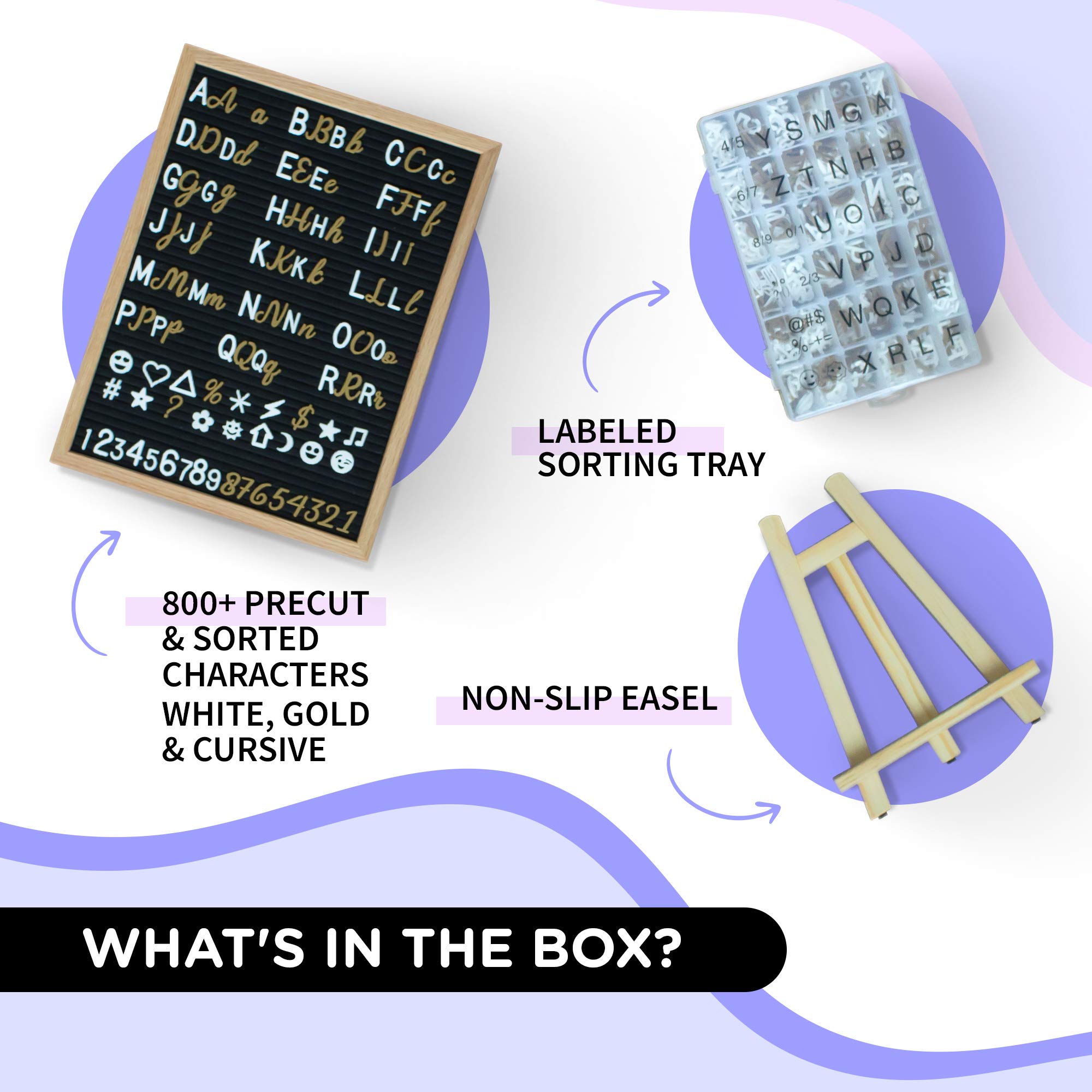 Buy Large Letter Board 12x16 with 800+ Pre Cut & Sorted White, Gold