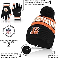 Vista 194 de Ultra Game Gorro de invierno de punto súper suave oficial de la NFL con guantes extra cálidos para pantalla táctil