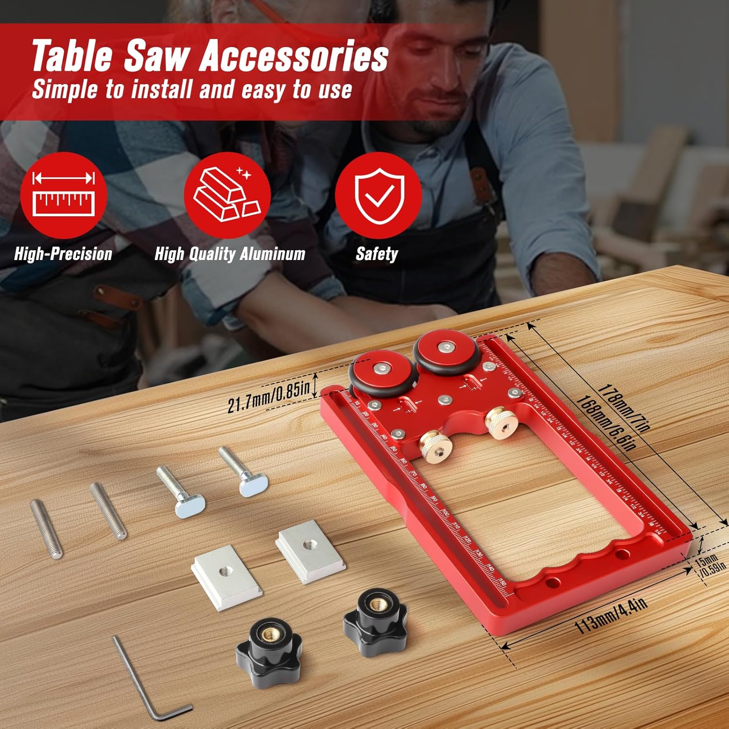 Feather Boards for Table Saws,Upgraded Thin Rip Jig Guide Feather Boards for Table Saw,Router Table,Band Saw,AccessoriesAccessories,Anti-Kickback Bearing Roller,Fits 3/8"x3/4" T-Slots