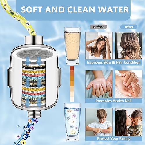 Miniatura 4 de Paquete de 4 filtros de cabezal de ducha de 20 etapas, cartucho de repuesto para agua dura, universalmente compatible con cualquier diseño similar,