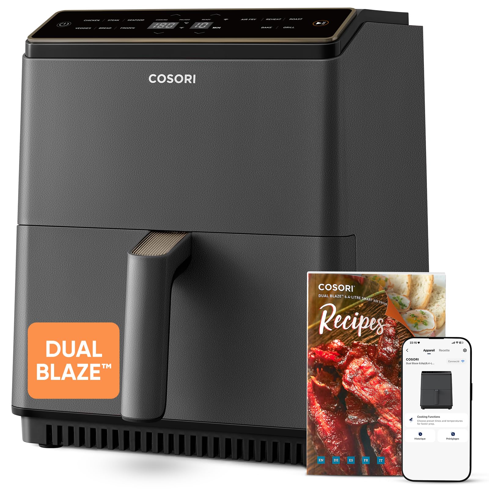 Cosori Air Fryer Dual Blaze 6.4L 11-EN-1 Cuisson Homogène