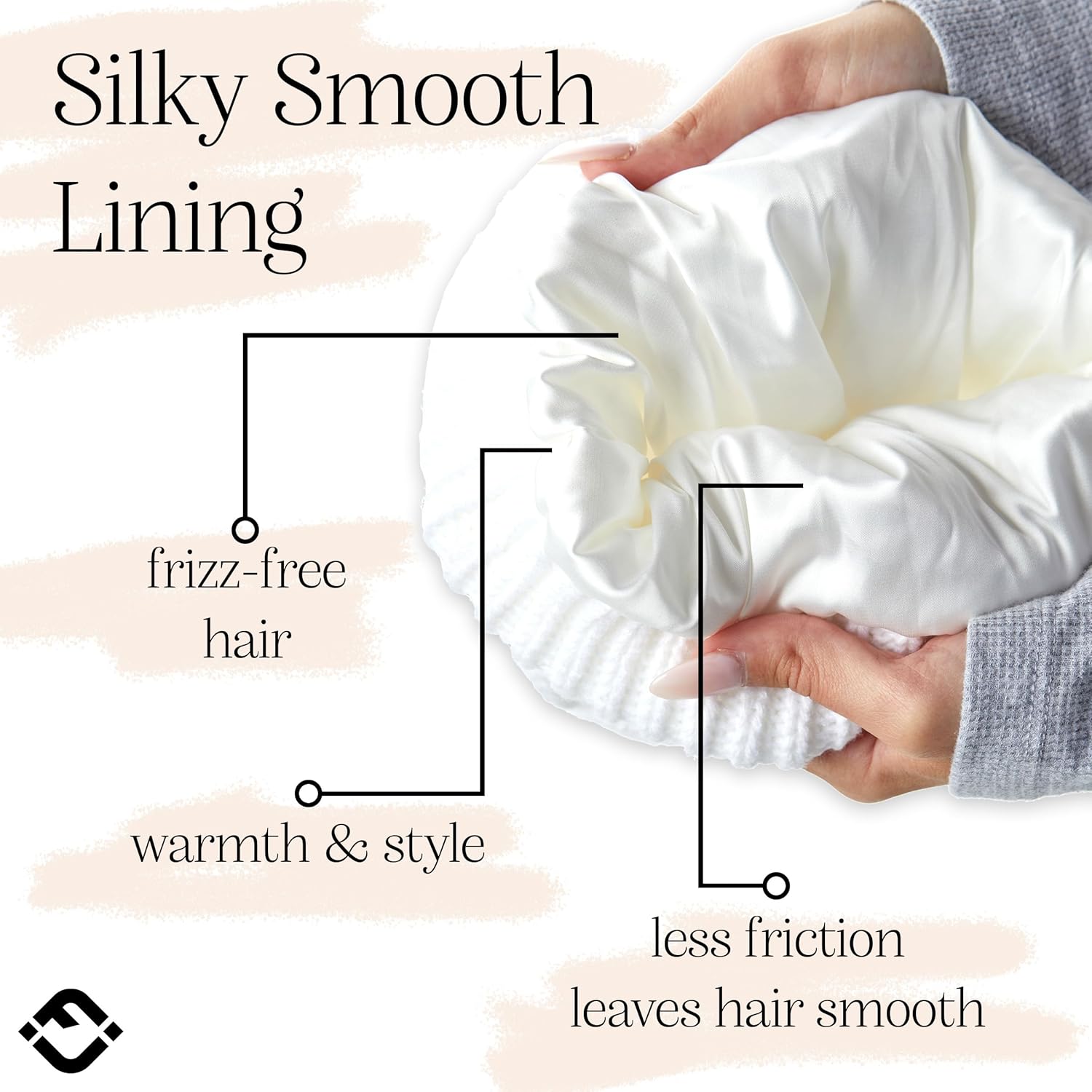 Funky Junque Satin Lined Beanie – Women’s Slouchy Cable Knit Winter Hat, Silky Interior Skull Cap, Oversized Warm Beanies - Image 3