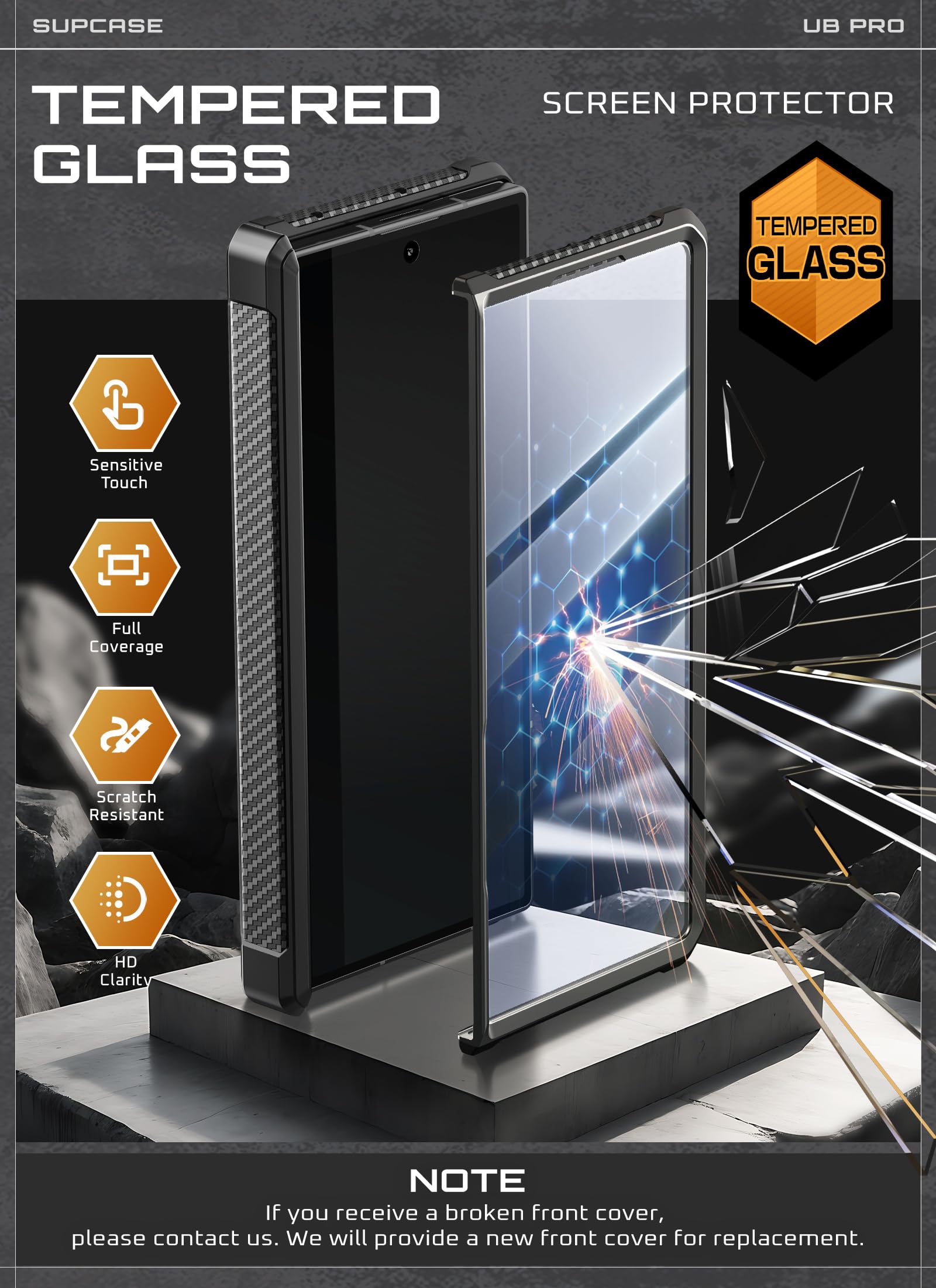 SUPCASE Coque pour Samsung Galaxy Z Fold 7 avec Support Pliable (UB Pro) [Protection d'Ecran en Verre Trempé] [Protection Qualité Militaire] Coque Intégrale Robuste pour Samsung Z Fold 7, Noir