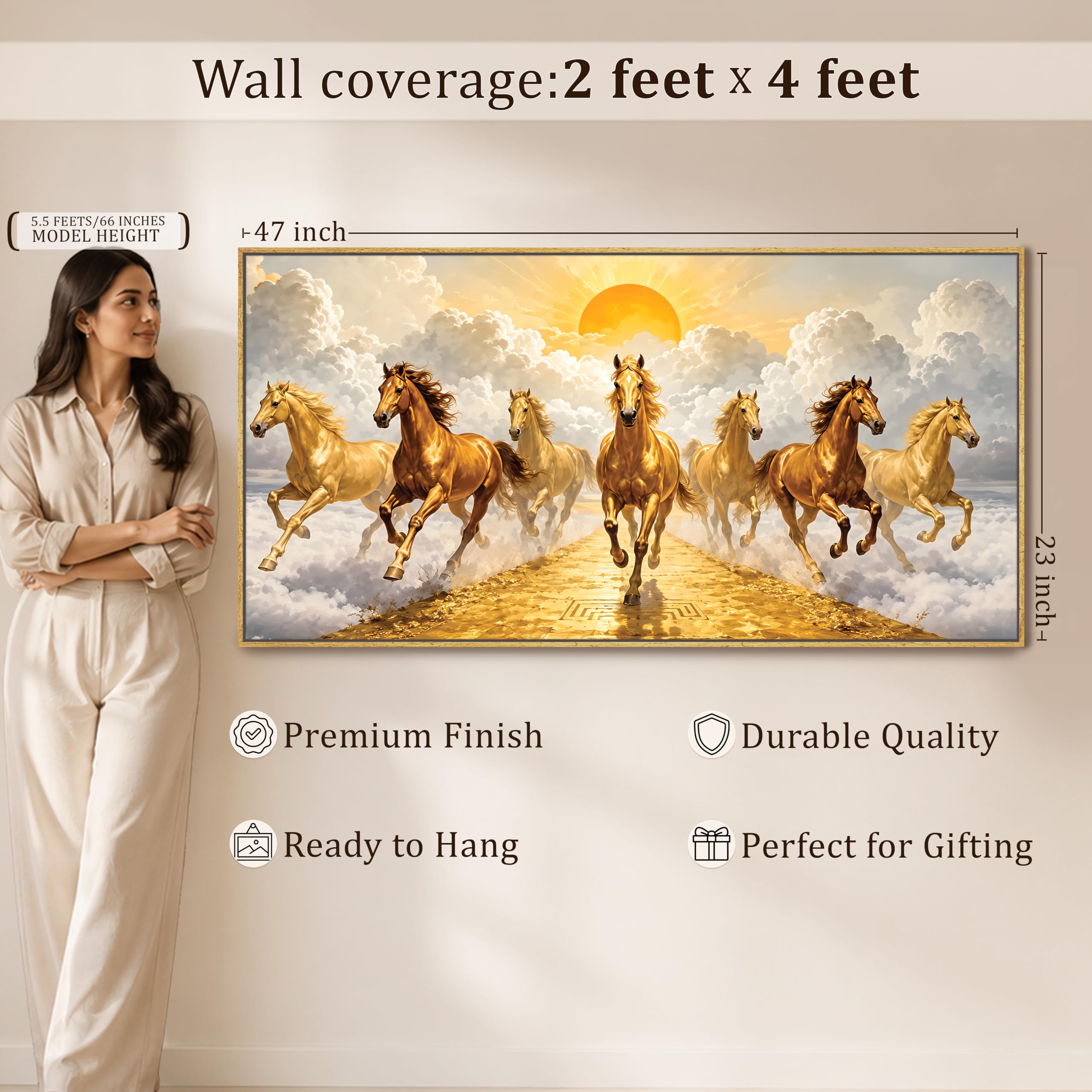 Vastu 7 Running Horses Painting - Luck & Prosperity -4