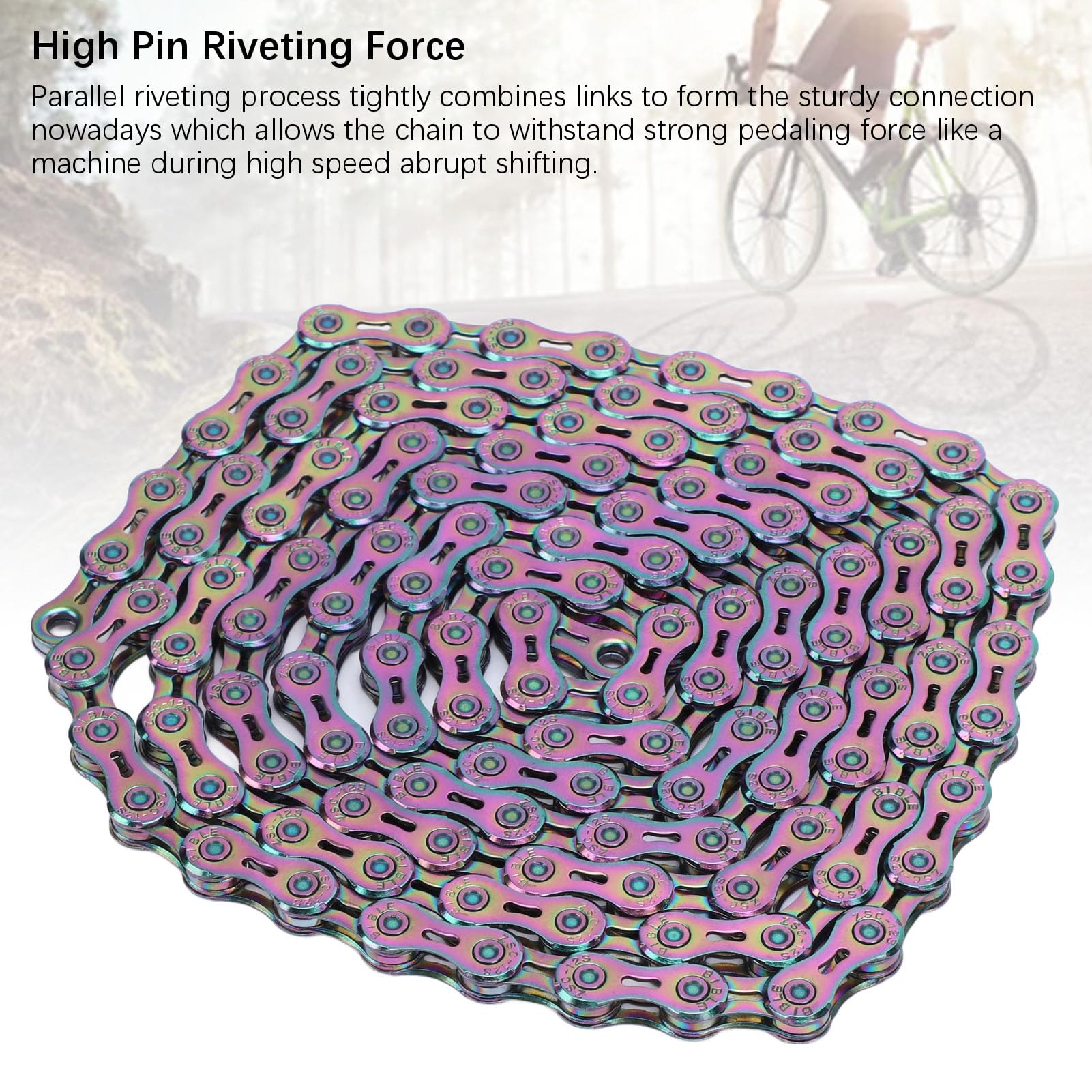 12 - Speed Fahrradkette Halb - Hohl, Extra Leichtgewicht Mountainbike - und Rennradkette mit 2 Kettenschlössern, Hochfeste C50 - Stahlkette für präzises Schalten (Farbe)