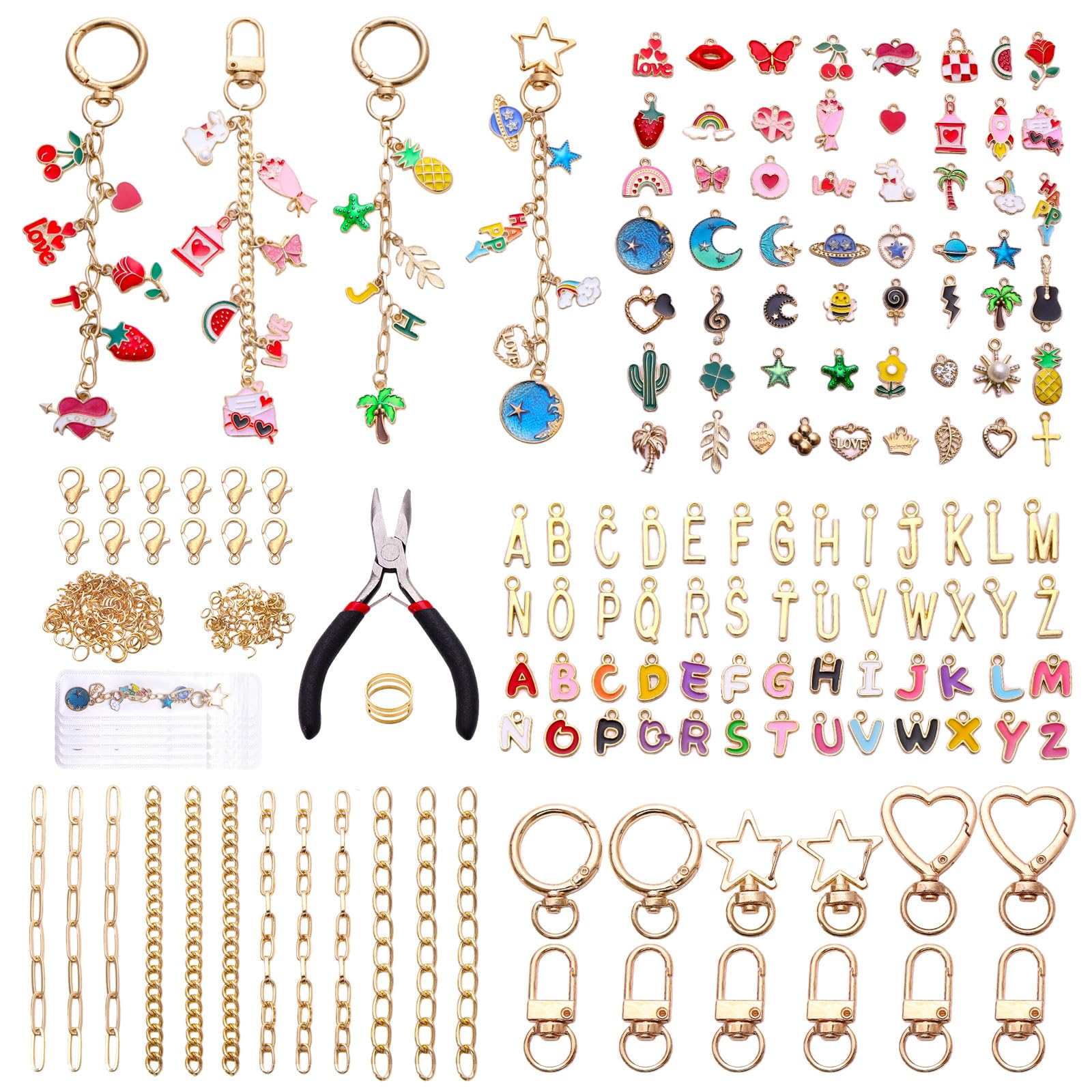 ASTNIC 352PCS Keyring Making Kit & Bag Charm Kit DIY Crafts for Adults