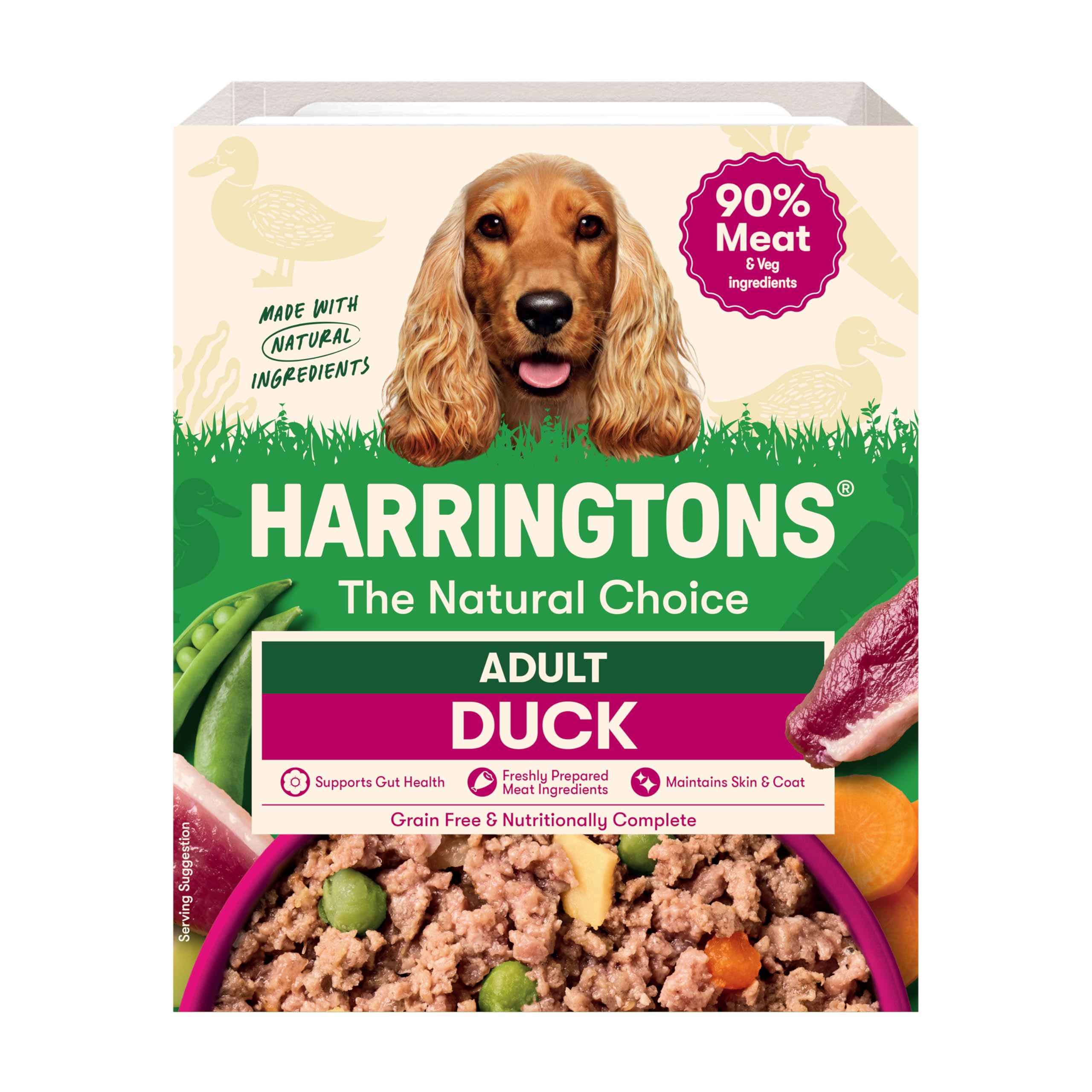 Harringtons Complete Wet Tray Grain Free Hypoallergenic Adult Dog Food Duck & Potato 8x400g - Made with All Natural Ingredients