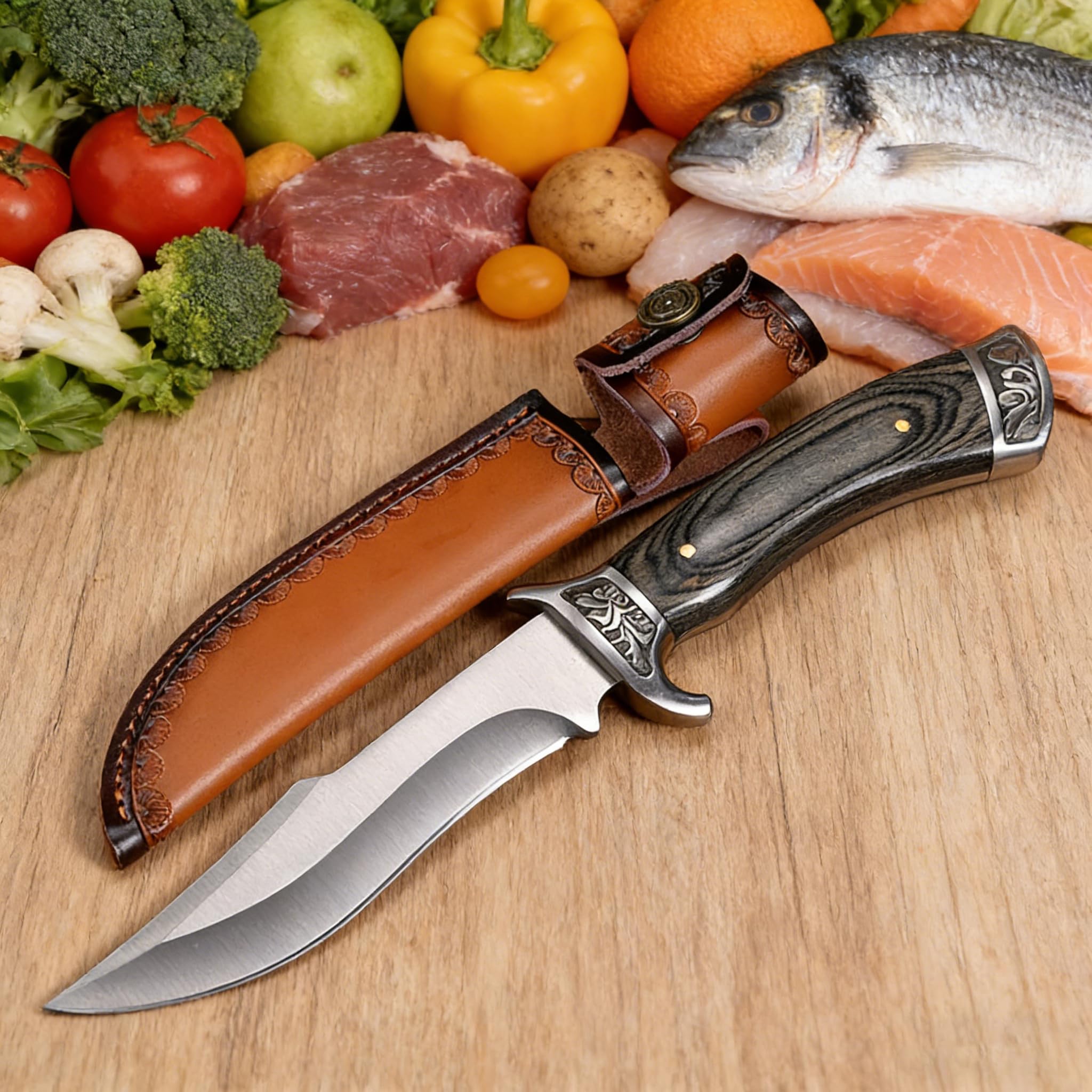 Generisch Outdoor Messer, Survival Messer mit Hülle Festmesser, Dschungelmesser, Männer, Camping, Angeln, Wandern, Abenteuer
