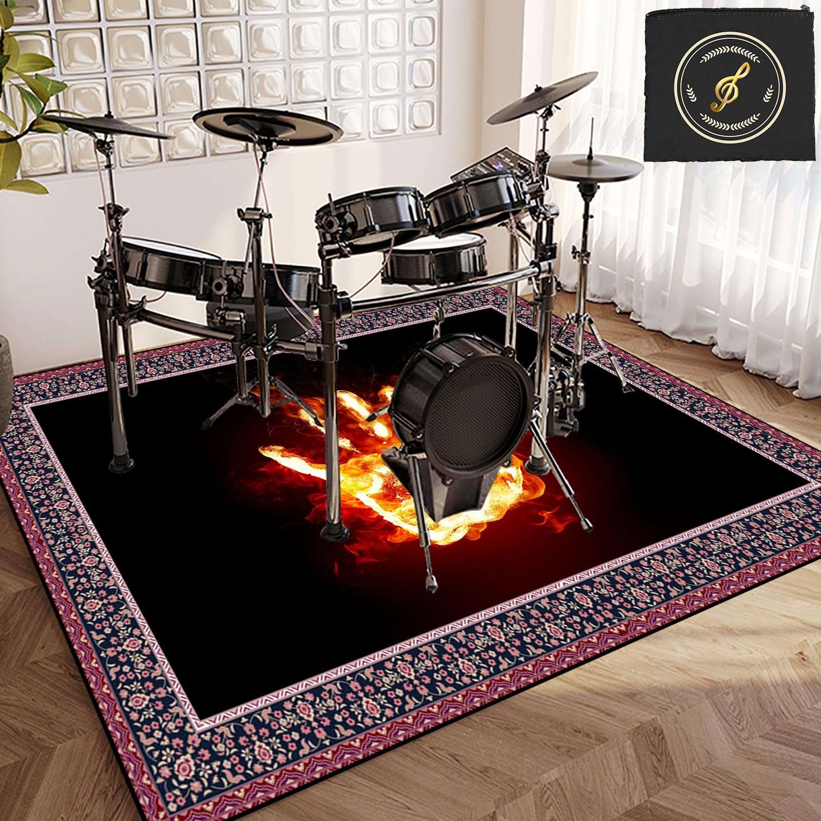 Tappeto Per Batteria Antiscivolo 180x140 Cm - Insonorizzato Per Batteria Acustica Ed Elettronica - Foto 8