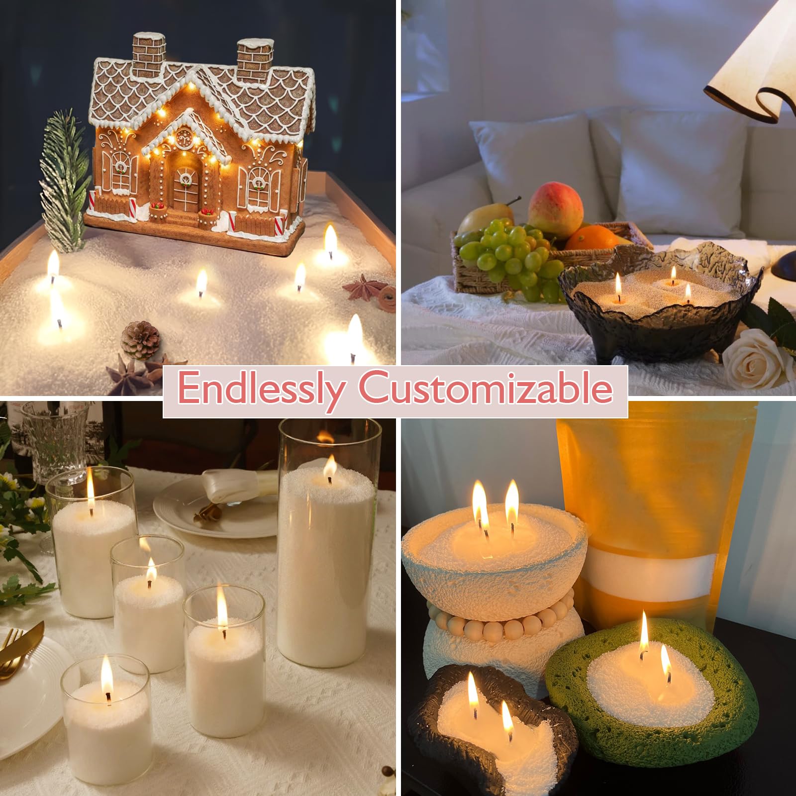 Fiora Naturals Pearled Candle Sand With Wicks – 1 Lb Sand Wax Beads & 20 C