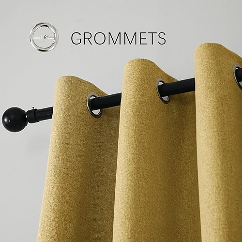 Miniatura 5 de INLINAS Cortinas opacas estilo lino de 52 x 84 pulgadas, 100% bloqueo de luz, reducción de ruido y aislamiento térmico, paneles de triple capa con