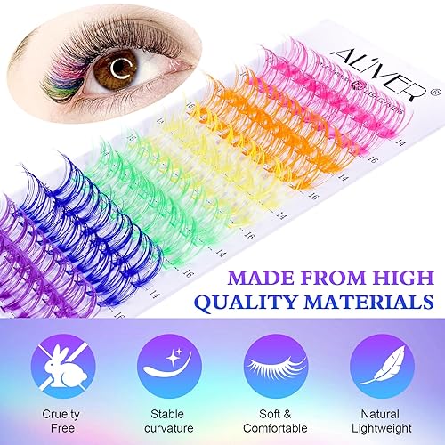 Miniatura 3 de Kit de extensiones de pestañas de colores, 120 racimos de pestañas, herramienta aplicadora de pestañas en racimo, pestañas supersujeta y sella para