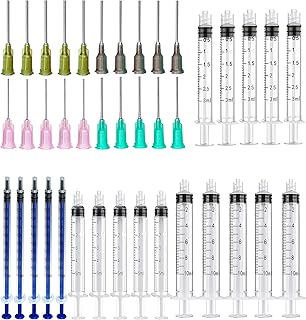 Plastic Syringe Blunt Tip Needle - 1ml, 3ml, 5ml, 10ml Luer Lock Syringes | 14ga 16ga 18ga 20ga Blunt Needles - Adhesives, Oil or Glue Applicator (Pack of 20)