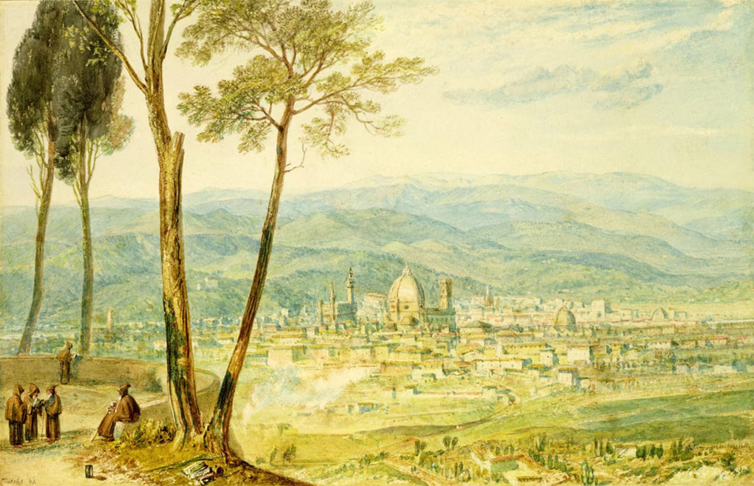 ARTXLXXBN Famous Art Print Poster Vintage Wall Art Florence From the Road to Fiesole by Mallord William Turner Canvas Art Poster for Home Decor 60x90cm