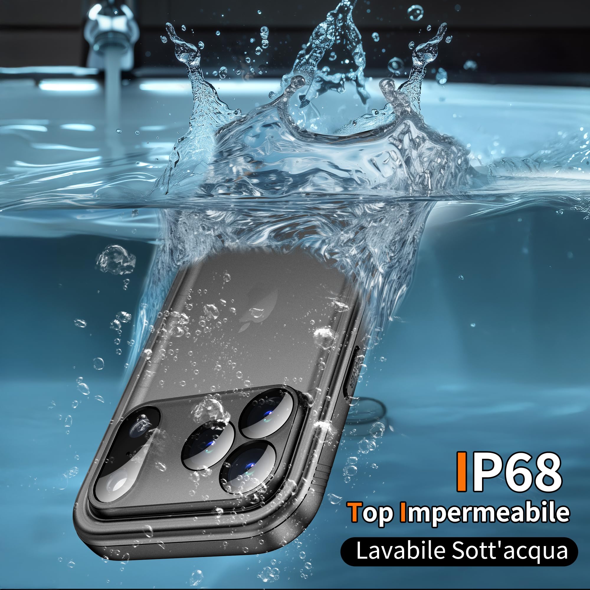 Cozycase TOP Cover Protettiva Per iPhone 17 Pro Impermeabile Antiurto IP68 Subacquea Antipolvere 360 Completa integrale Militare Rigida Rugged Custodia Resistente i Phone 17Pro Anti Urto Waterproof