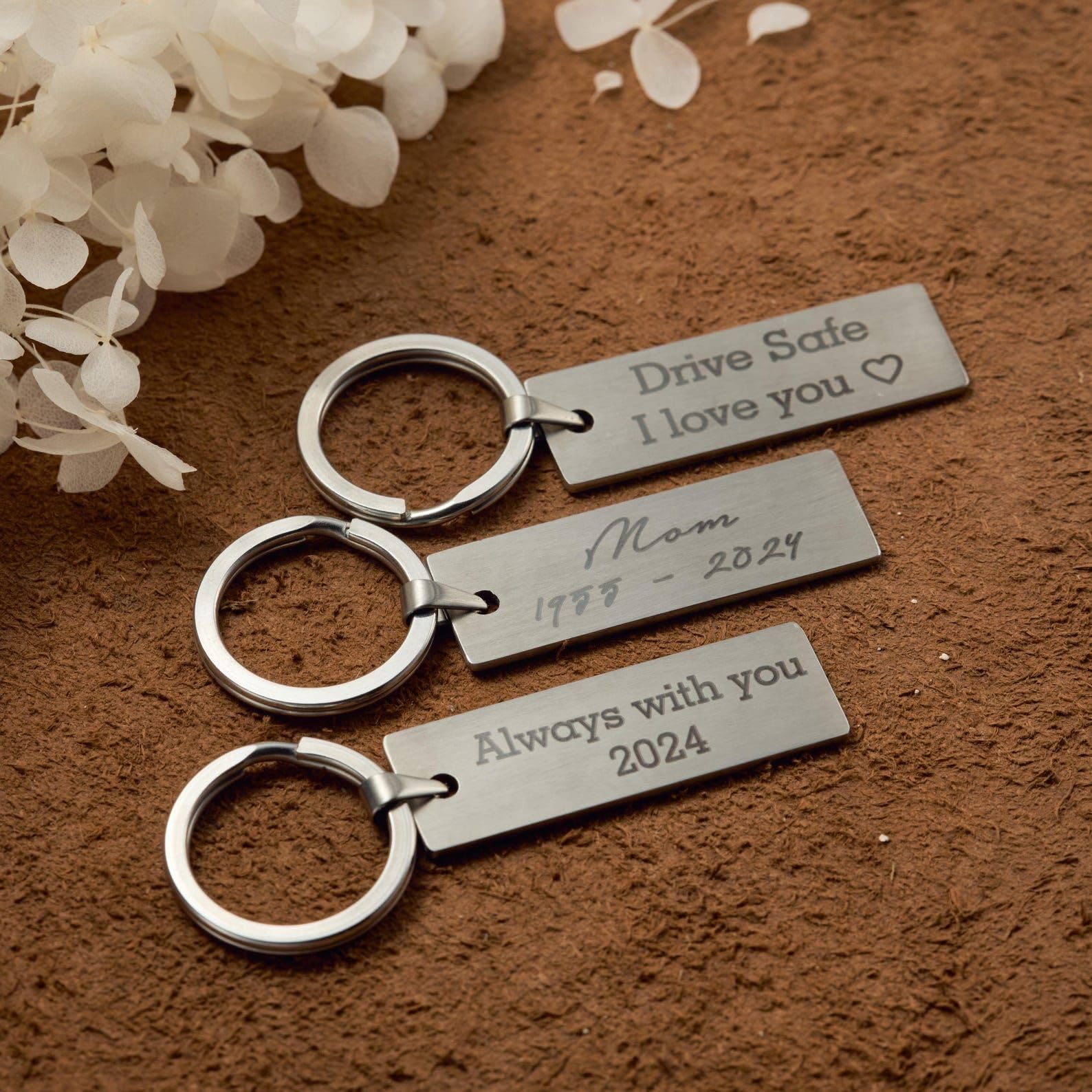 Marcador real llavero hombre llavero de acero inoxidable personalizado con huella del pulgar Drive Safe I amor You personalizado recuerdo hecho a mano aniversario