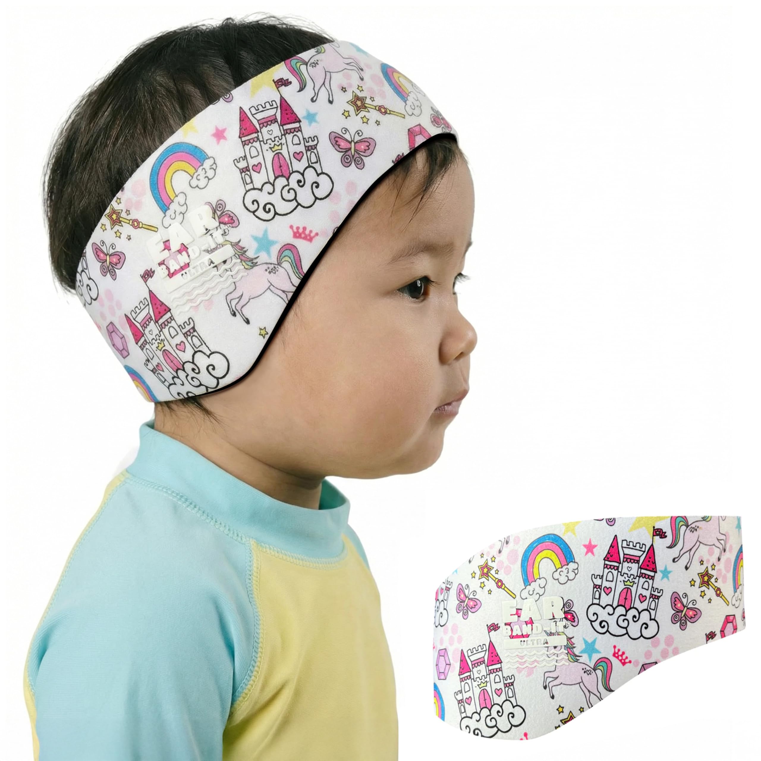 EAR BAND-IT Ultra Swimming Headband - Best Swimmer's Headband - Keep Water Out, Hold Earplugs in - Doctor Recommended - Secure Ear Plugs - Invented by ENT Physician (Large ages 8yrs to adult) Princess