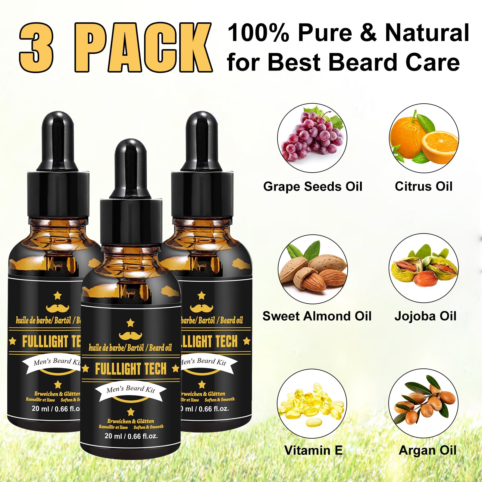 Cadeau Noel Homme,Kit De Coffret Soin Barbe Homme Complet Produit avec Shampoing,Huile Barbe,Peigne,Brosse,Ciseaux,Baume a Barbe,Kit Entretien et Soin pour Homme Original,Idée Cadeau pour son Copain