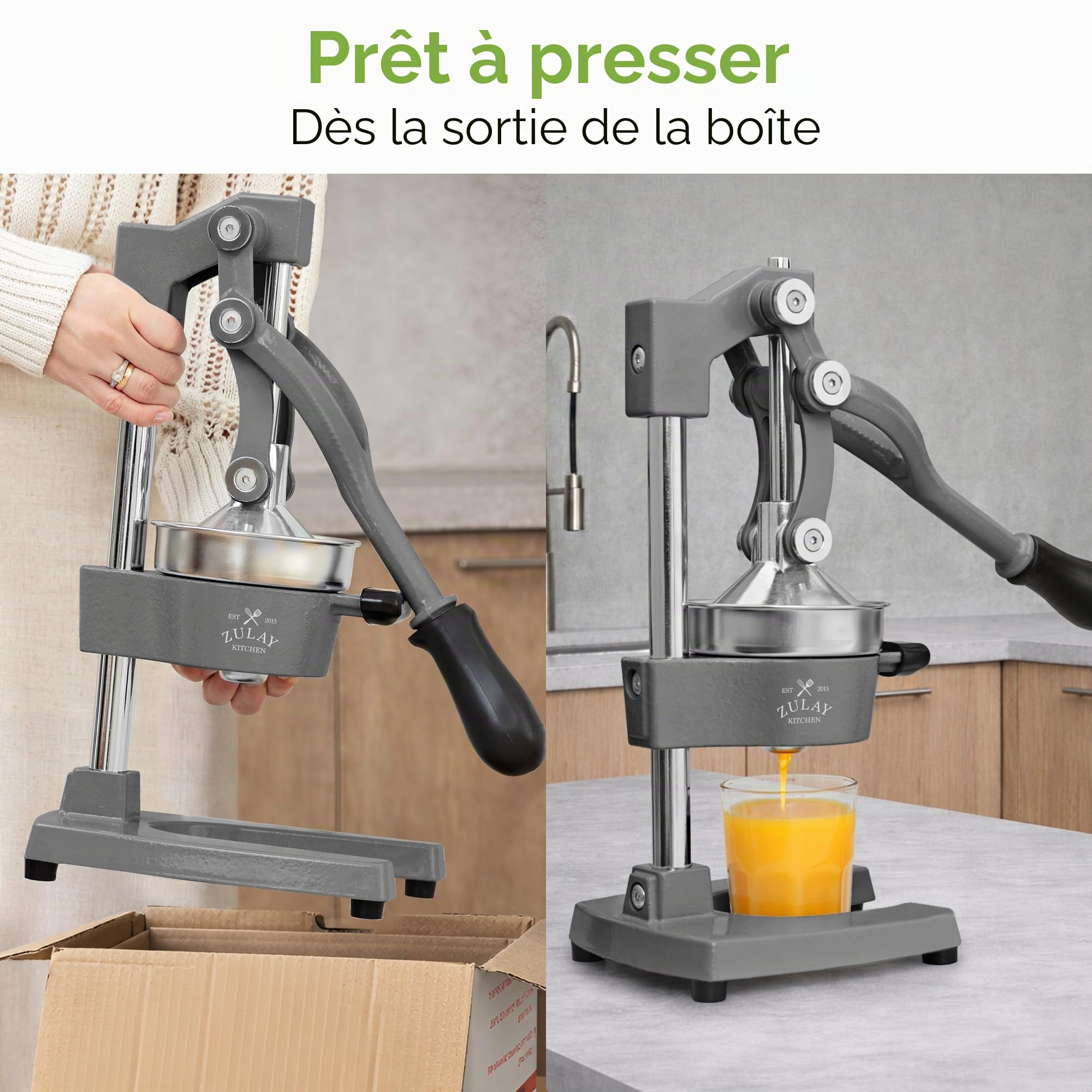 Zulay Kitchen Presse-agrumes Manuelle en Fonte, Presse de Jus Presse d'Oranges Manuelle pour Agrumes, Robuste Presse de Fruits en Acier Inoxydable, Extracteur de Jus en Fonte, Entsafter Manuel pour