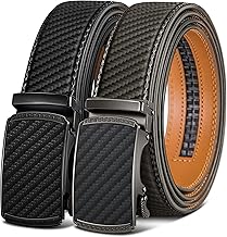 KEMISANT Men's 2-Piece Automatic Leather Belt Width 35 mm, Gift Box Adjustable Size