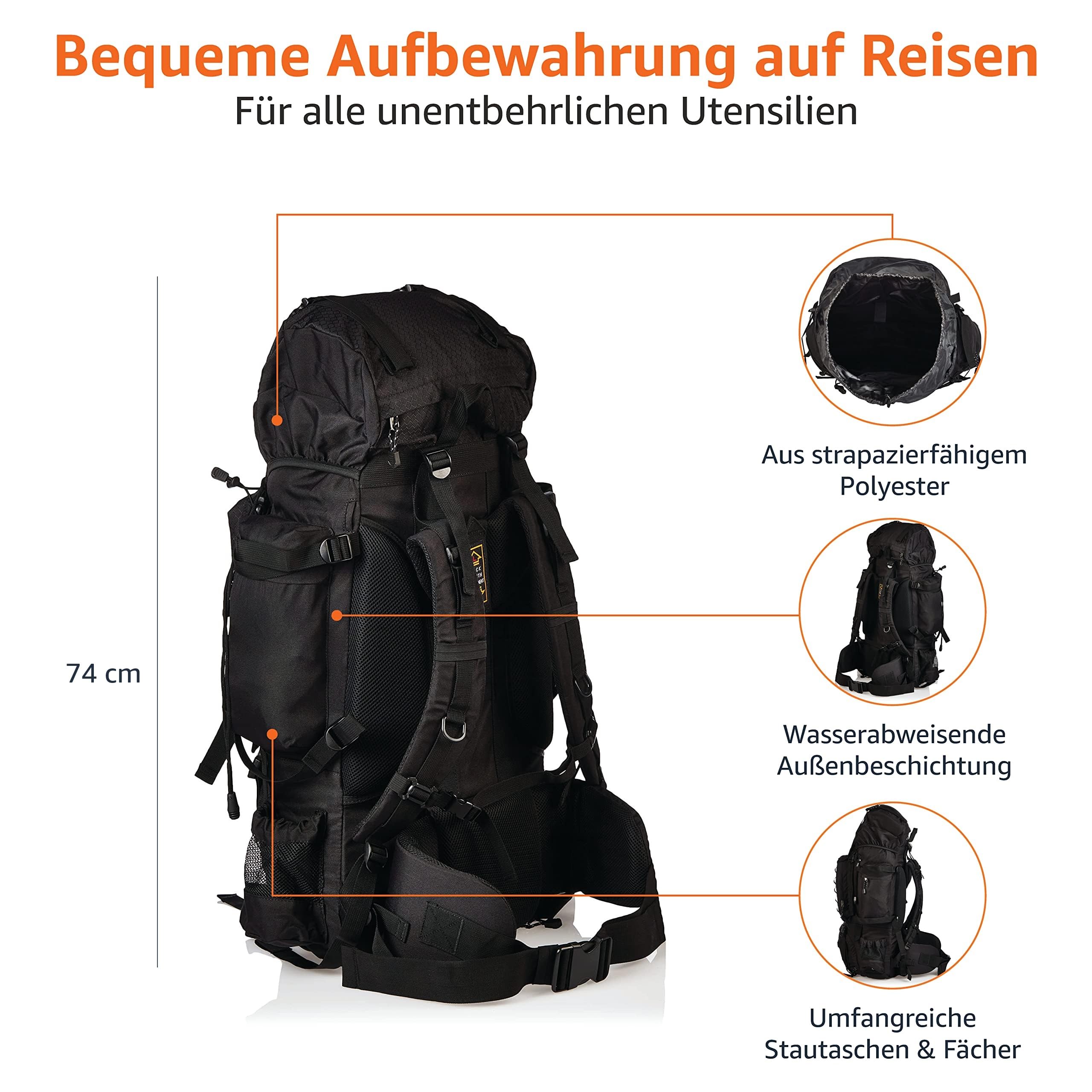 Amazon Basics - Wanderrucksack mit Innengestell und Regenschutz