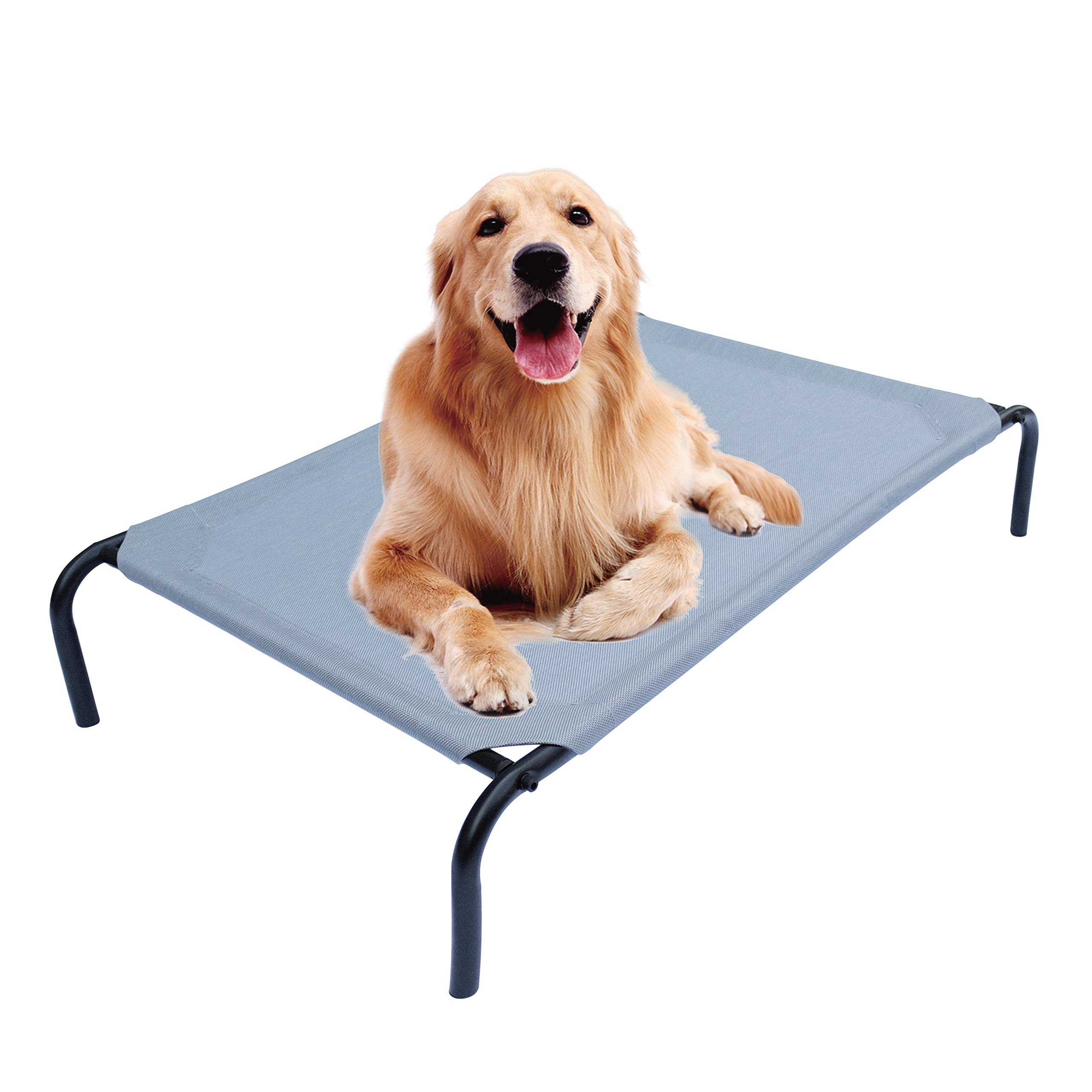PHYEX Heavy Duty Steel-Framed Portable Elevated Pet Bed, Elevated Cooling Pet Cot, 50.5" L x 30.5" W x 7.8" H(L, Grey)