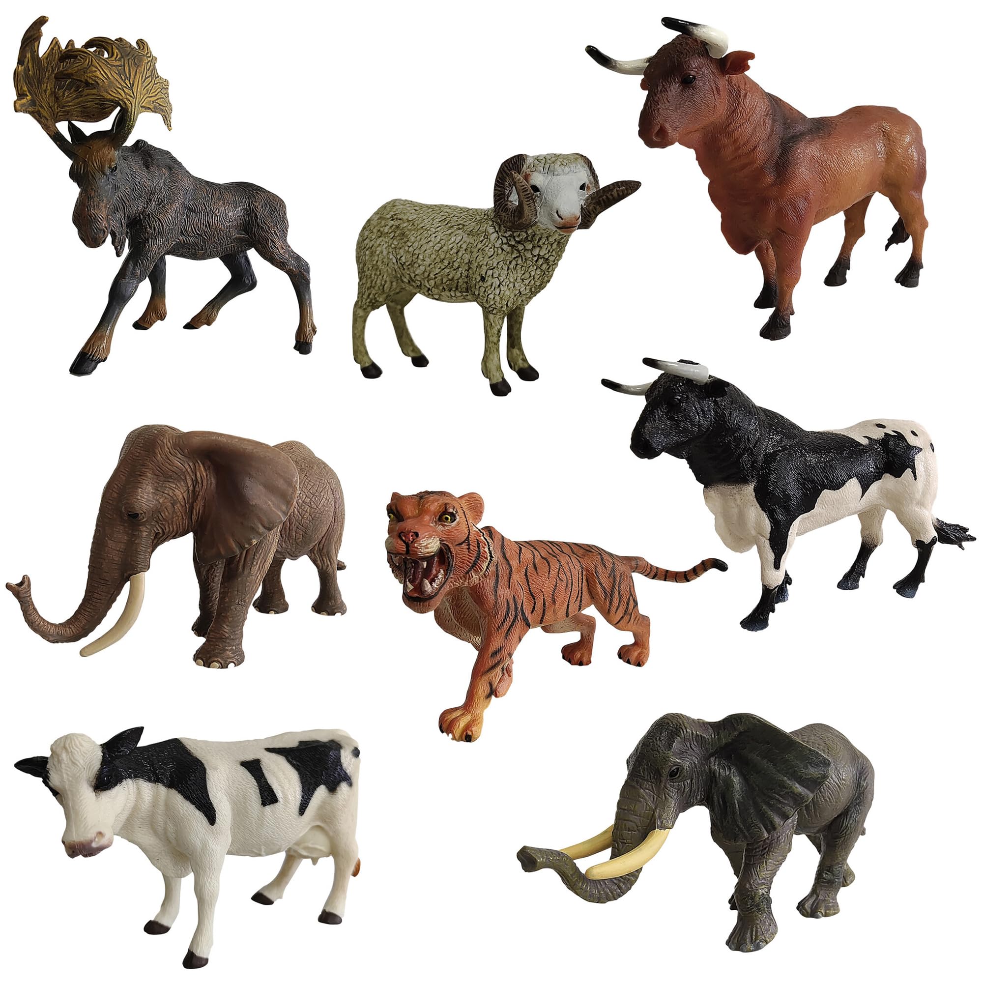Wild Kingdom II Animals - 8 Piece Set, Toy Figurine Collection, Posed Wildlife, 3-4.75" Realistic Miniatures, Play & Display, Kids 3+