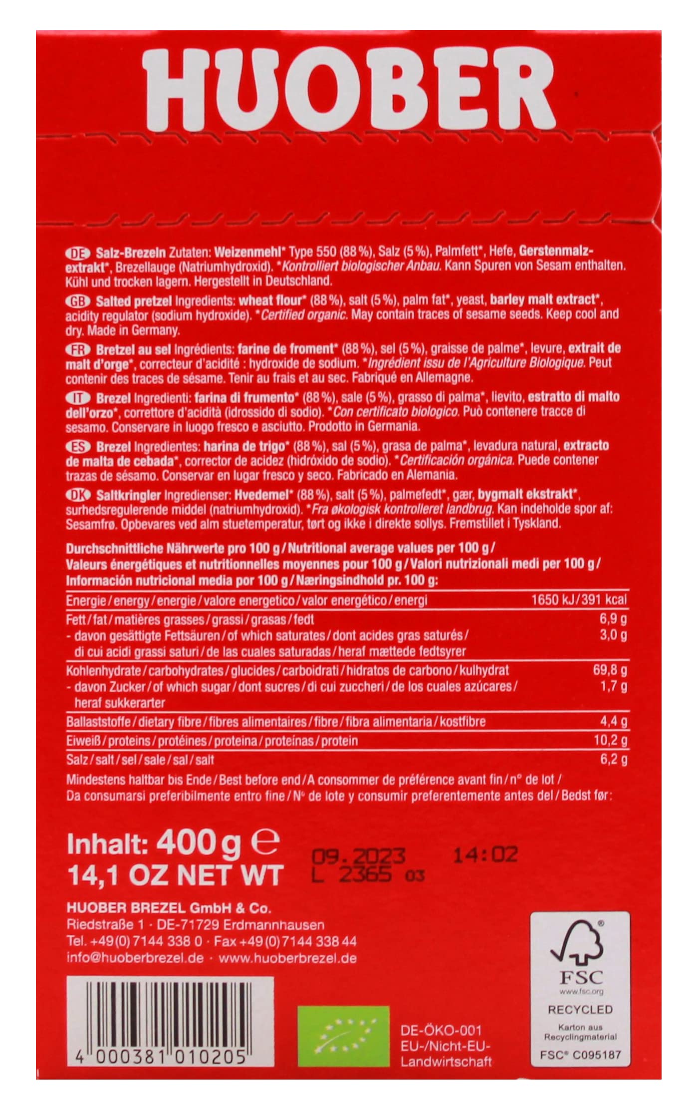 Huober Grosse Brezeln, 11er Pack (11 x 400g)