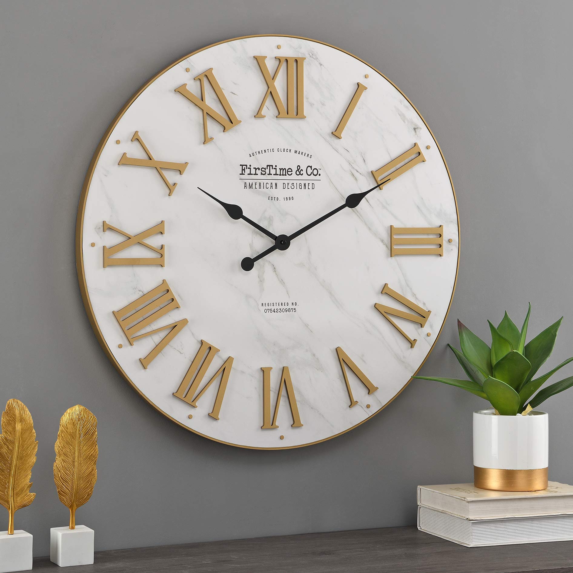 FirsTime & Co. Gold Emmett Shiplap Clock, American Designed, Gold, 27 x 2 x 27 inches (31206)