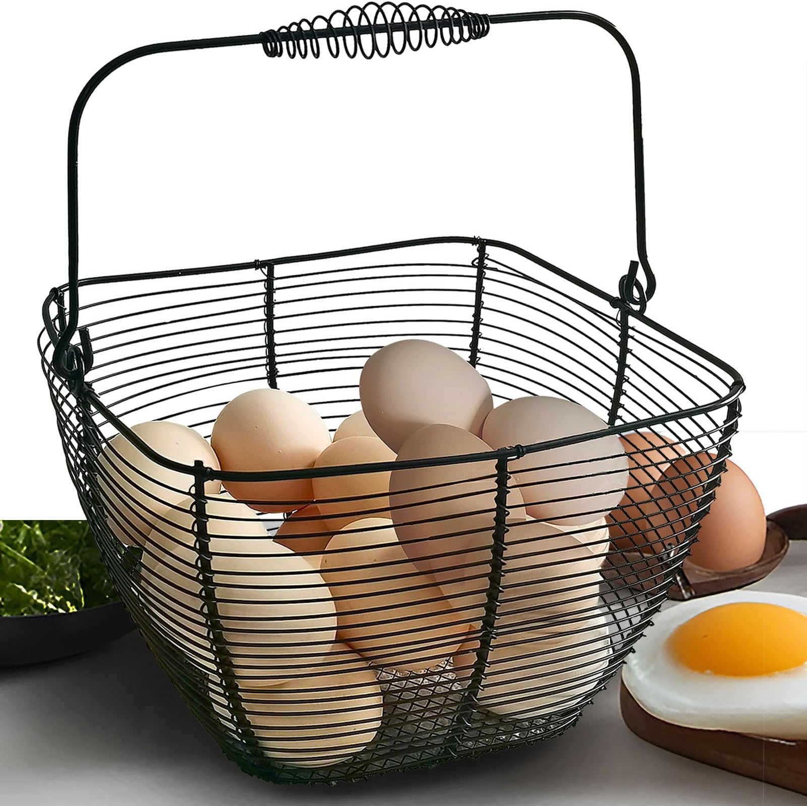 Portauova In Ferro Con Coperchio - Contenitore Da Cucina Per 24 Uova - Stile Farmhouse - copertina