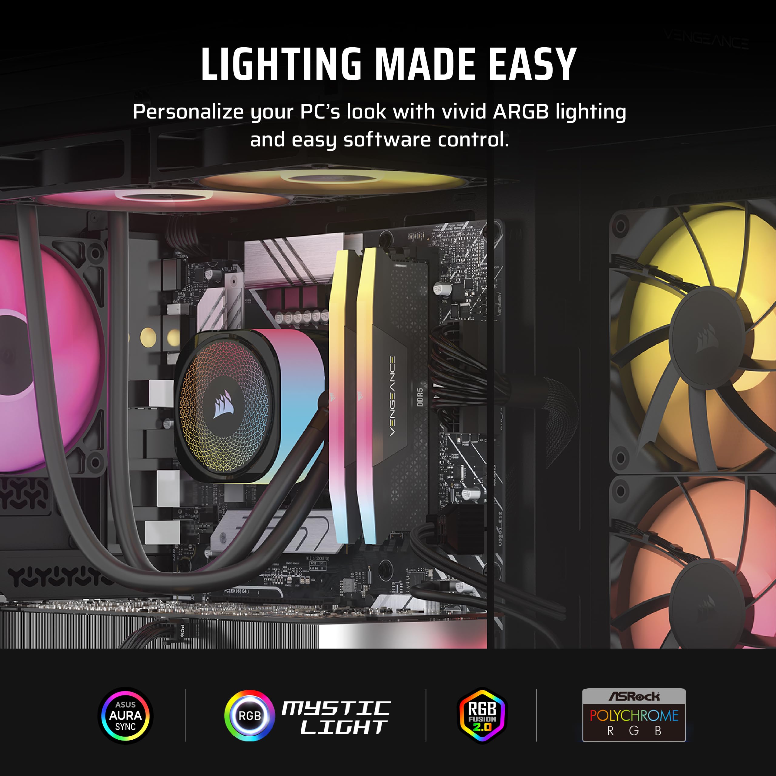 Corsair Vengeance i7500 Gaming PC – Liquid Cooled Intel® Core™ i9-14900KF CPU – NVIDIA® GeForce RTX™ 5090 GPU – 64GB Vengeance RGB DDR5 Memory – 2TB M.2 SSD – Black