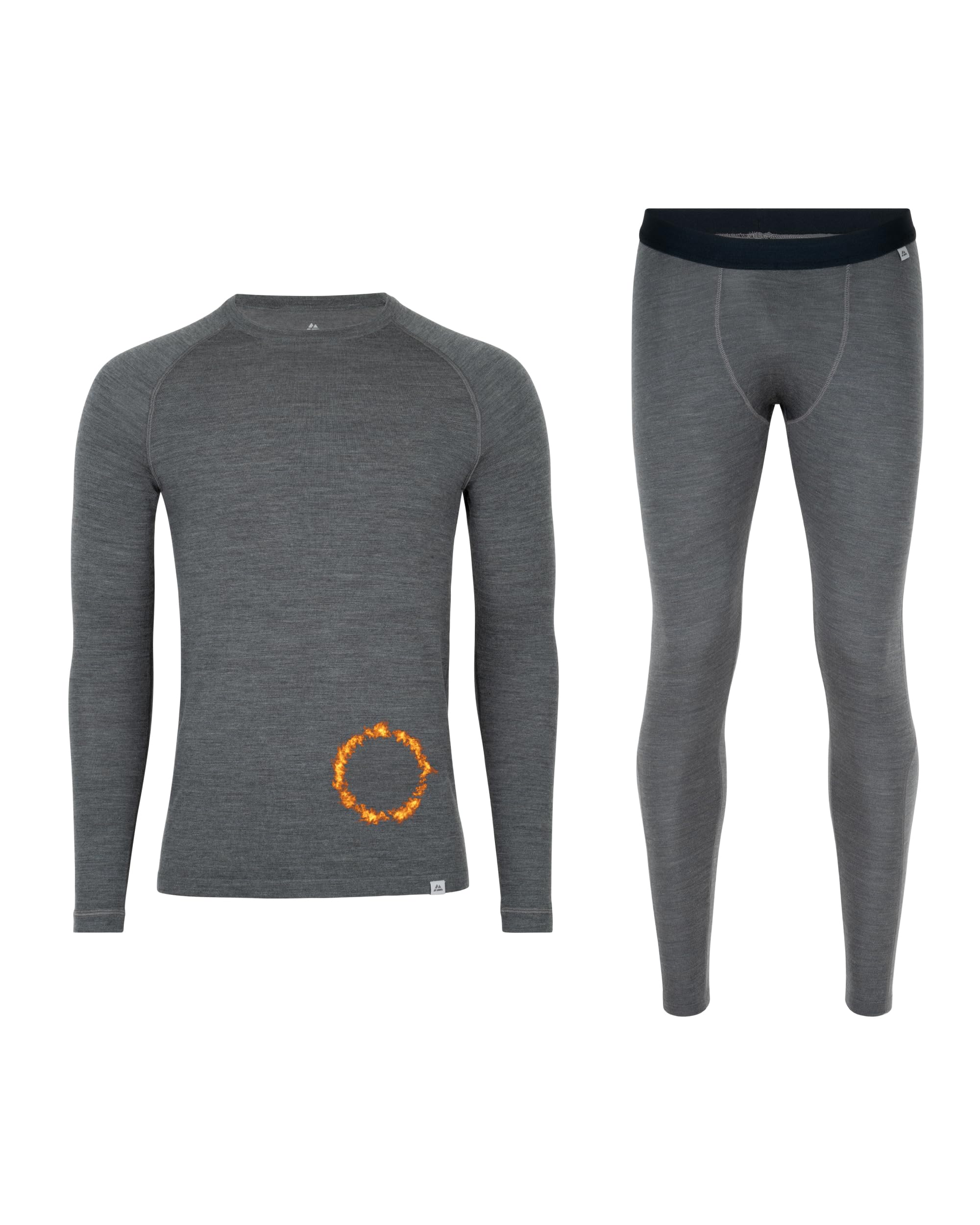 DANISH ENDURANCE Intimo Termico Uomo Lana Merino, Maglia Termica Uomo e Pantaloni Termici, Calzamaglia Termica Uomo Invernale per Sci, Trekking