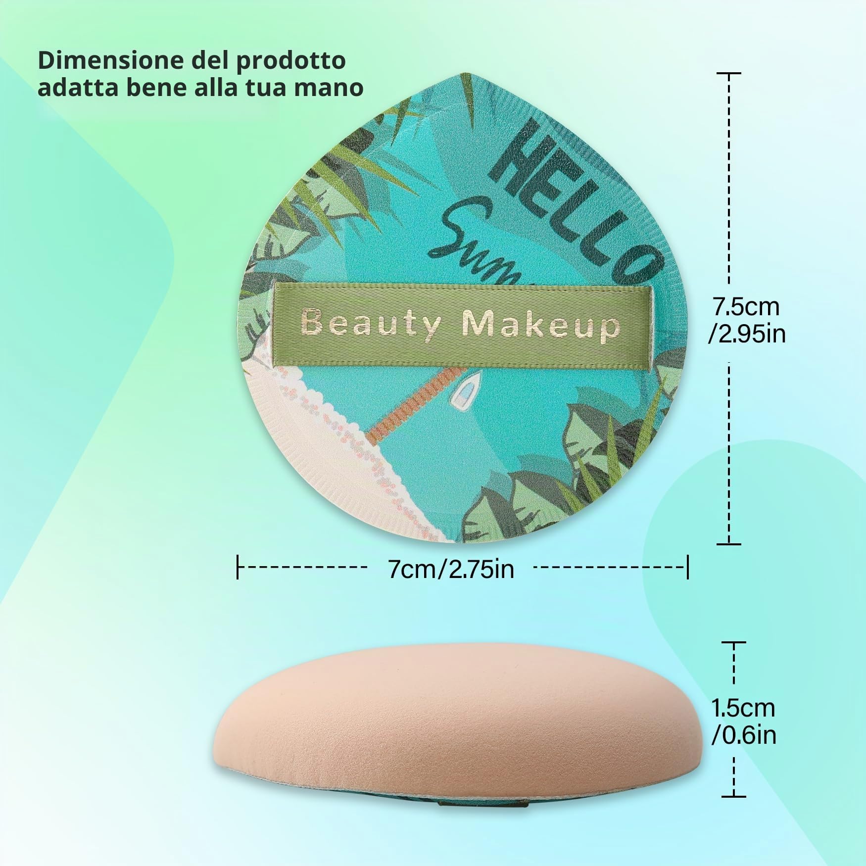 FVION Piumini da Cipria 2 Pezzi, Spugnetta Cipria Powder Puff, Grande Soffio di Cipria Del Viso per Uso Asciutto e Bagnato, Beauty Blender Spugnette per Cipria, Fondotinta, Contouring (Blu)