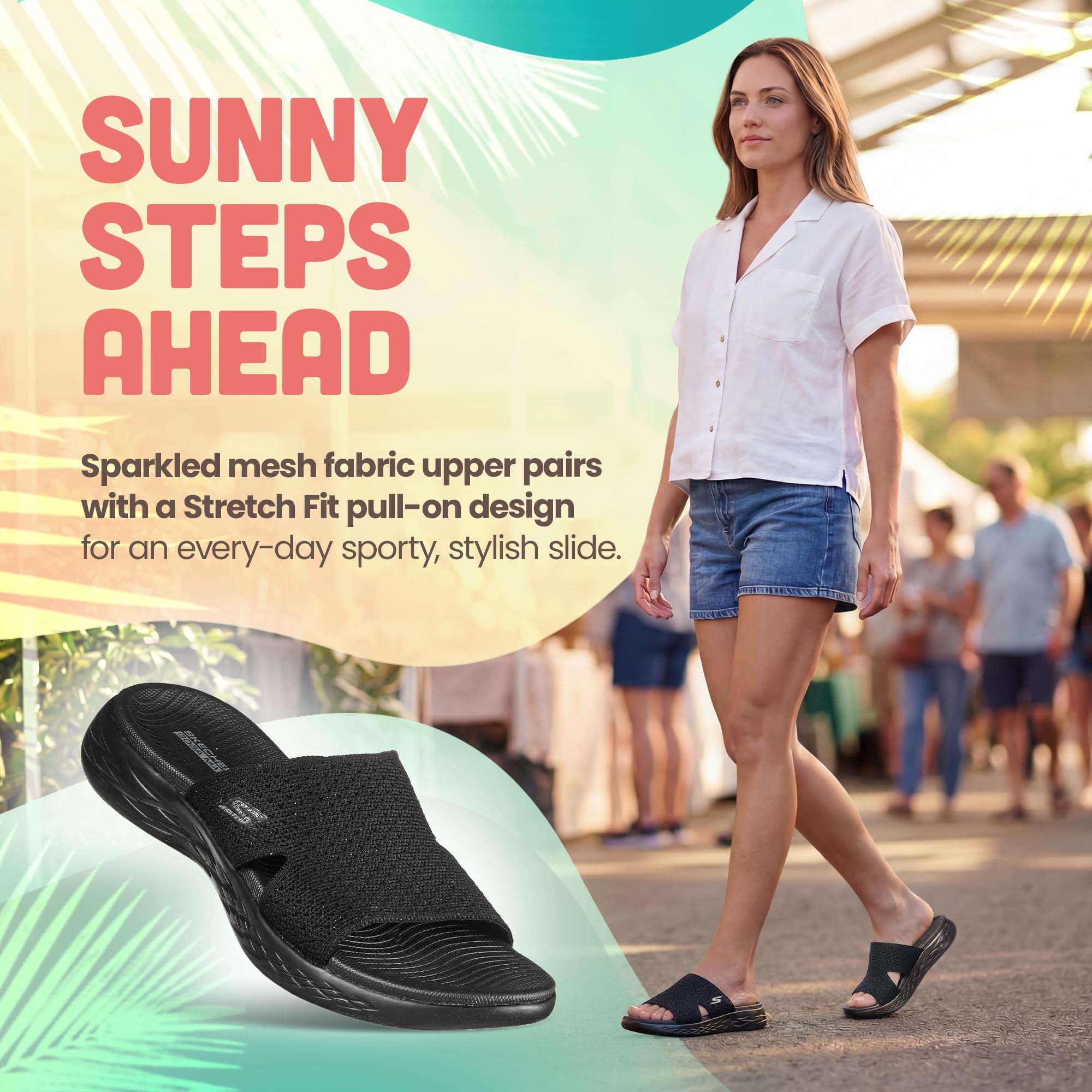 Skechers On-the-go 600 Stretch Knit Slide Slide Sandalias deslizantesMujer