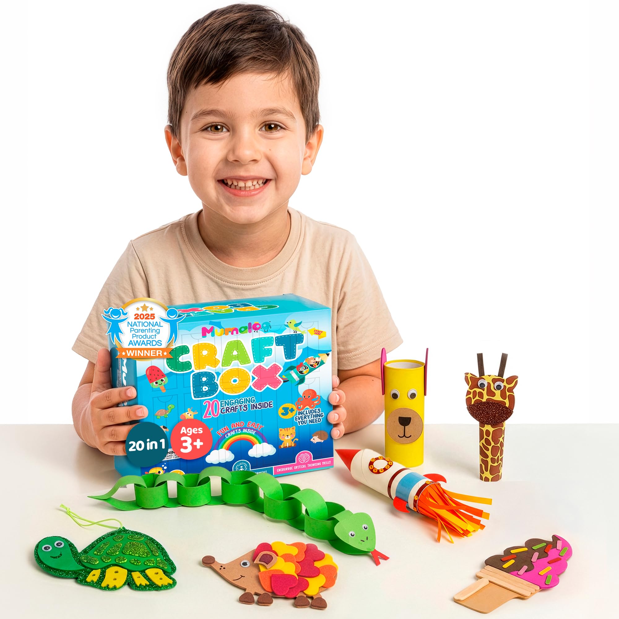 Bastelbox für Kinder – 20 kreative Kunst- und Bastelarbeiten für Kinder im Alter von 4–8 Jahren, Spaß, kein Durcheinander, pädagogische Vorschul- und Heimschul-Kunstprojekte und Zubehör
