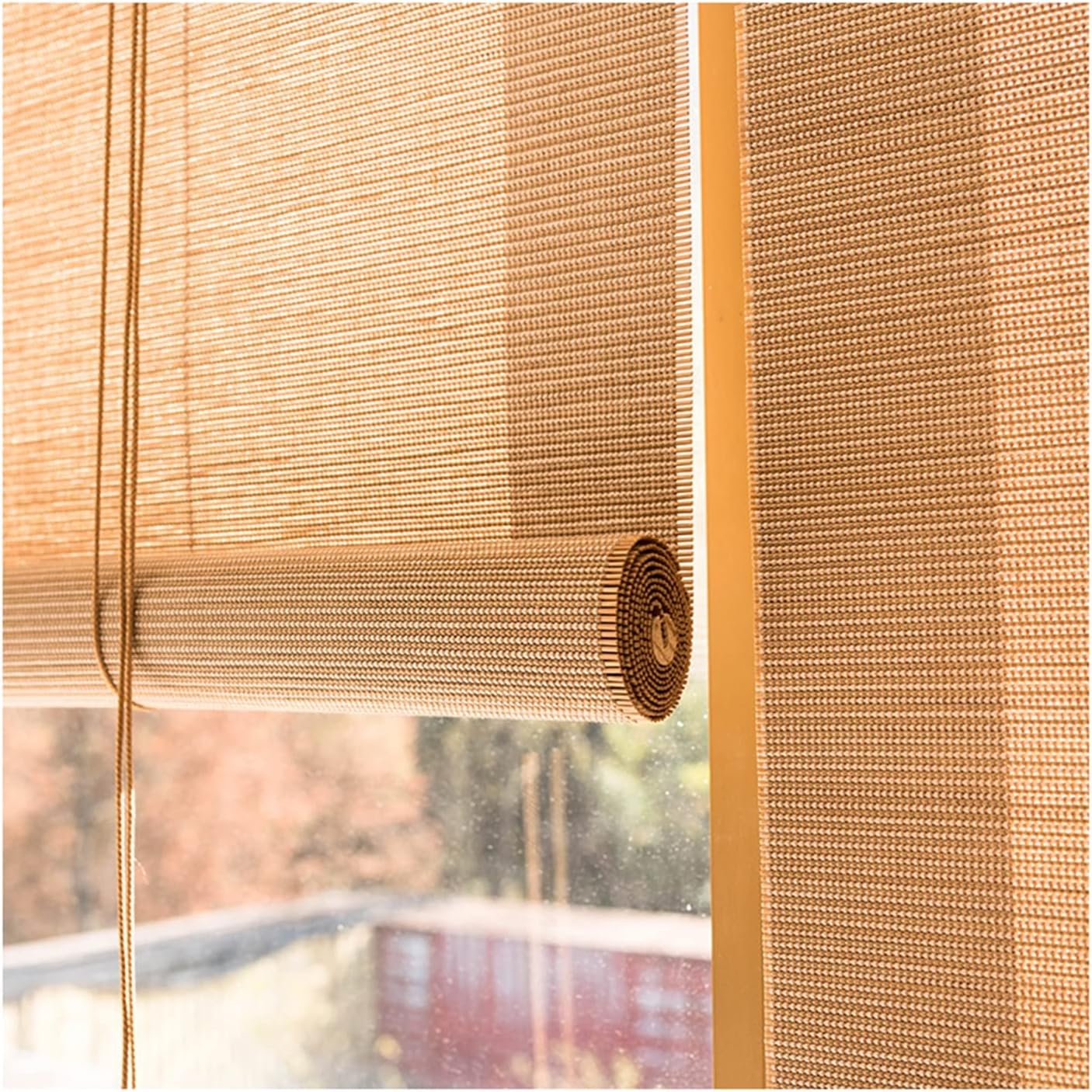 FEIYIQINGSHE Bamboo Roller Shades,Natural Bamboo Roll Up,Window Blind,Bamboo Roman