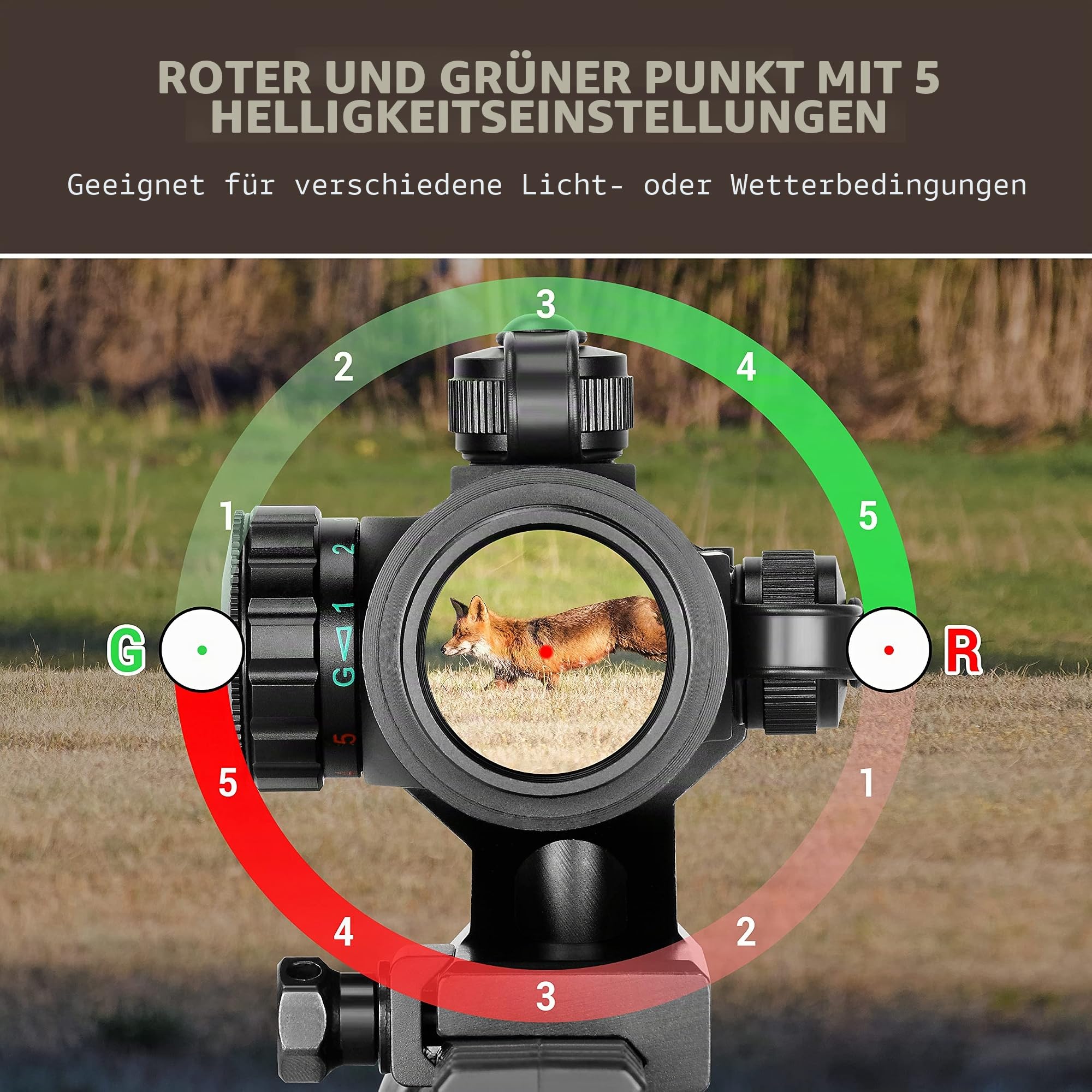 ESSLNB Red Dot Visier Airsoft Scope Leuchtpunktvisier Rotpunktvisier für 22mm/20mm Schiene mit Montage und Schutzkappe