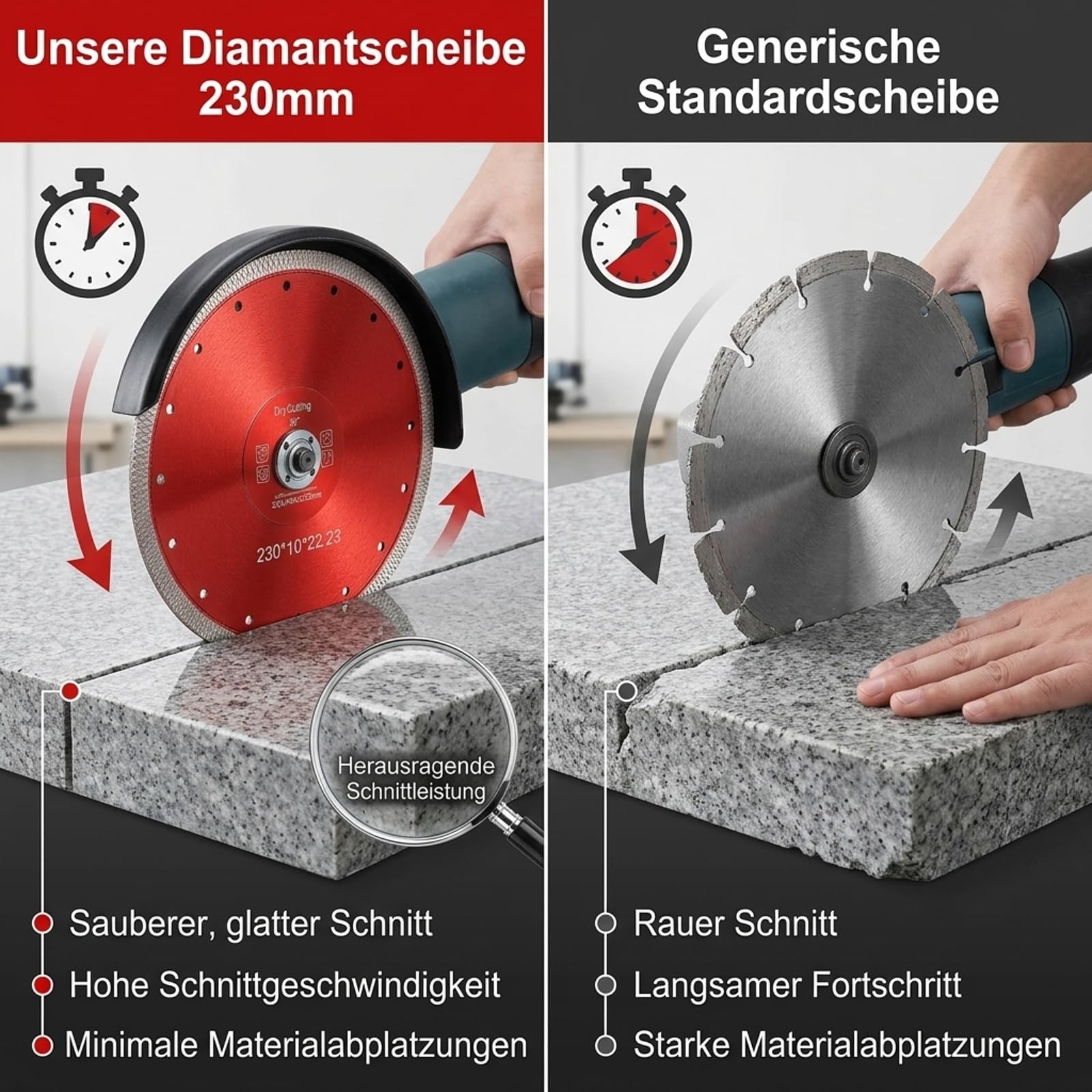 Disco de diamante de 230 mm, disco de corte profesional con brida, diseño de red turbo para amoladora angular, adecuado para gres porcelánico, granito, mármol, azulejos duros, cerámica, hormigón