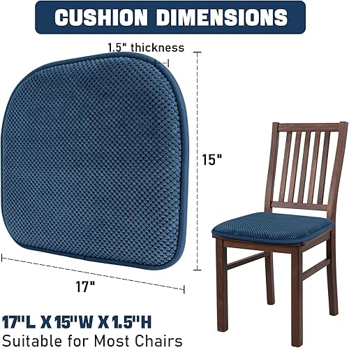 Miniatura 2 de Almohadillas de espuma viscoelástica gris oscuro, 1 paquete de cojines de asiento en forma de D para sillas de oficina de comedor, 17 x 15 pulgadas,