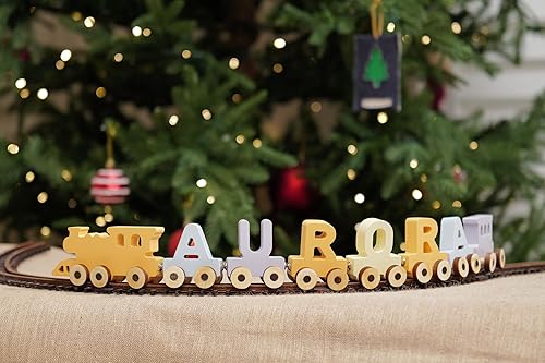 Miniatura 1 de Tren de madera personalizado con imanes de nombre, regalo personalizado de primer cumpleaños para bebé o niño, juguete Montessori Fidget con vías
