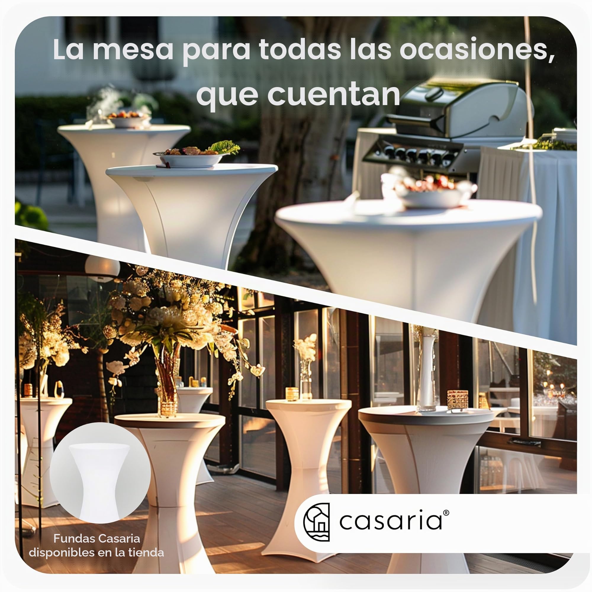 CASARIA® Mesa de Bar Alta Plegable 110x60cm Mesita Bistro Tablero Redondo MDF Aspecto Mármol Eventos Fiesta