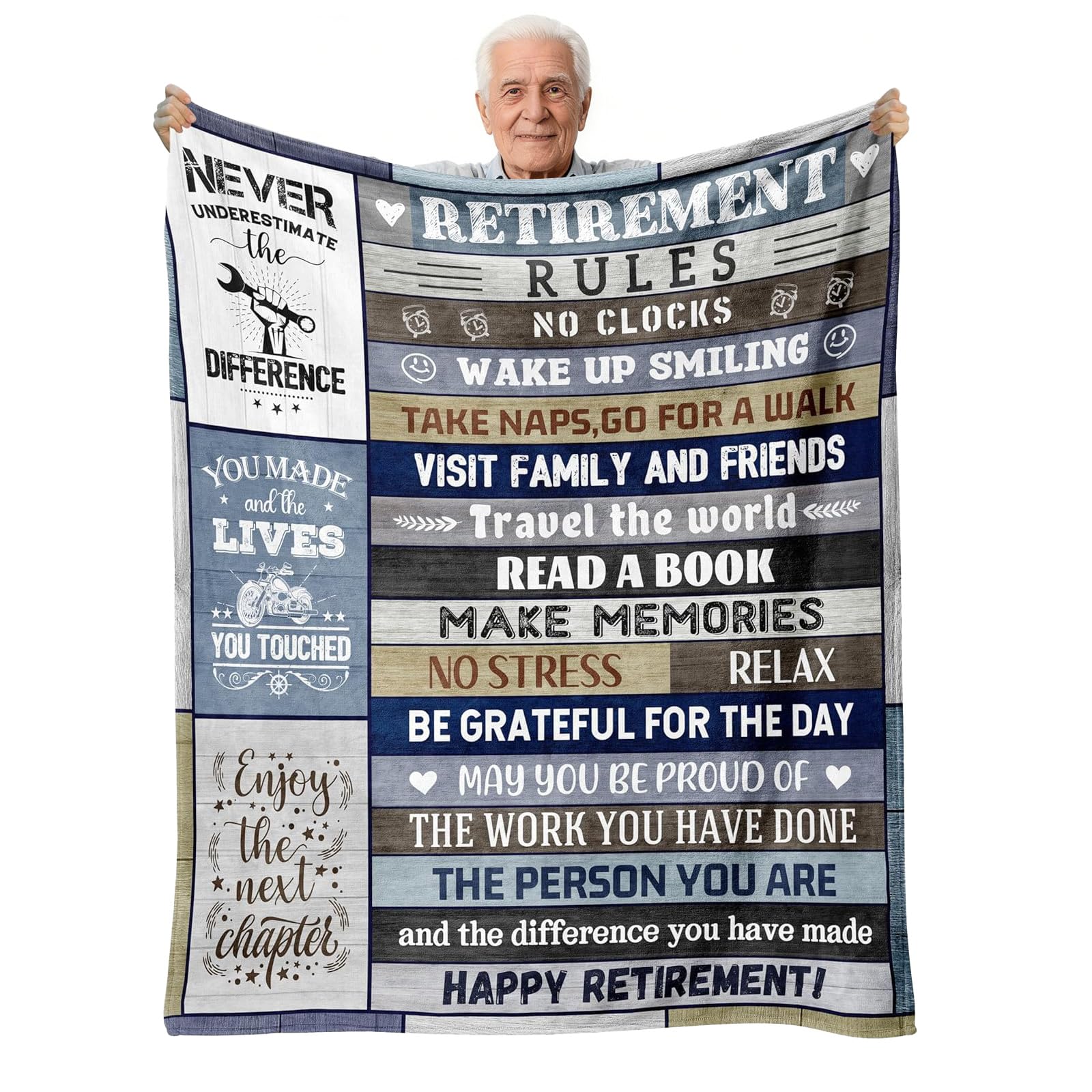 Retirement Gifts for Women Men, Throw Blanket, Funny Farewell Gifts for Colleague, Teacher, Mum, Coworkers Women, Retirement Party Decorations, Leaving School Work Farewell Present, 130x150CM (Blue)