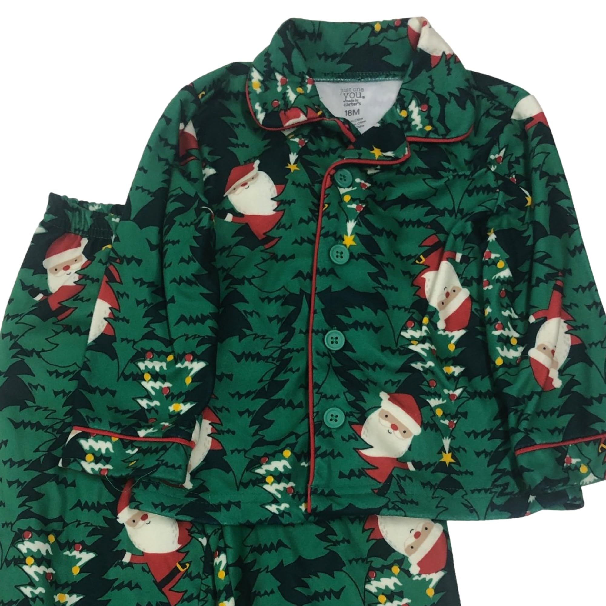 Carters Infant & Toddler Boys Green Santa Christmas Tree Holiday Pajamas 18m